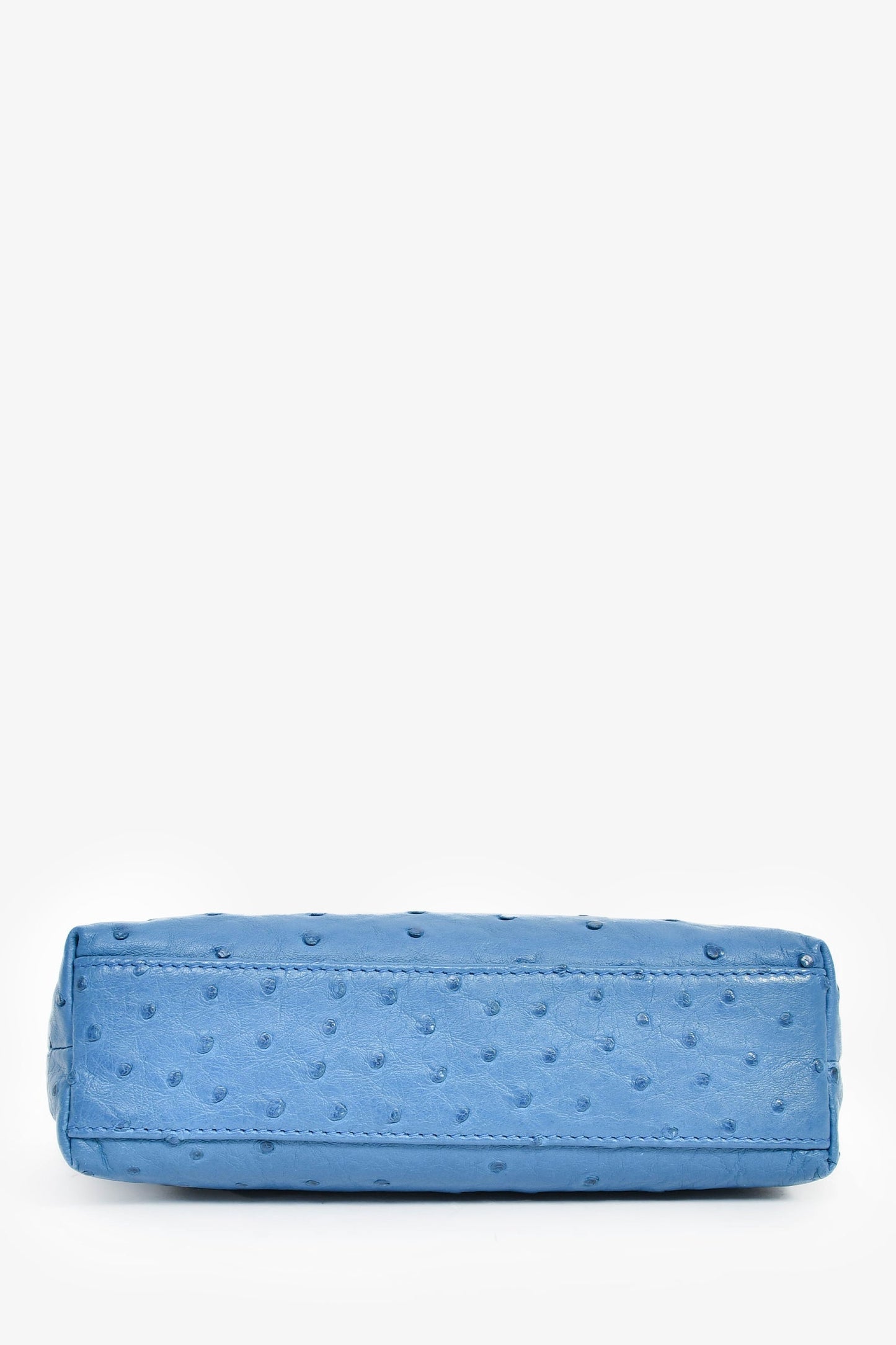 Loro Piana Blue Ostrich Leather L19 Top Handle Bag
