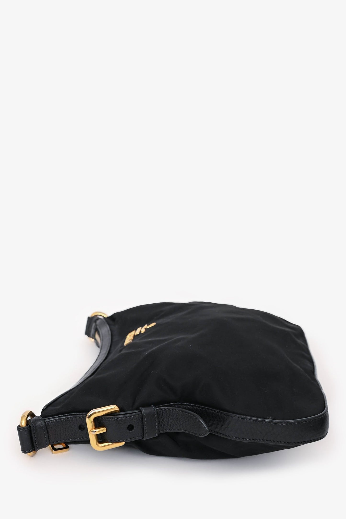 Prada Black Nylon Leather Strap Shoulder Bag