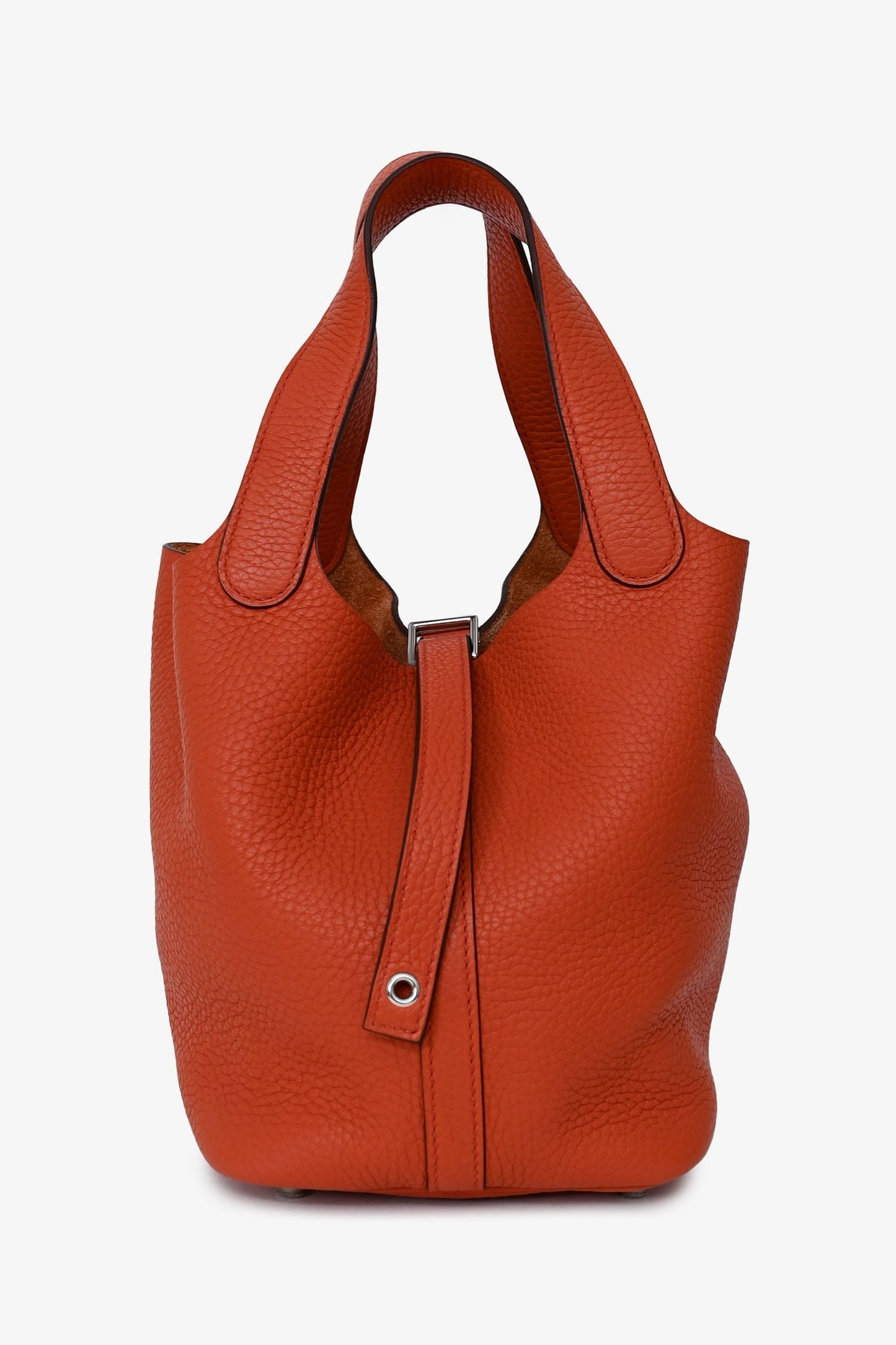 Hermès 2016 Burnt Orange Clemence Leather Picotin 18 Silver Hardware