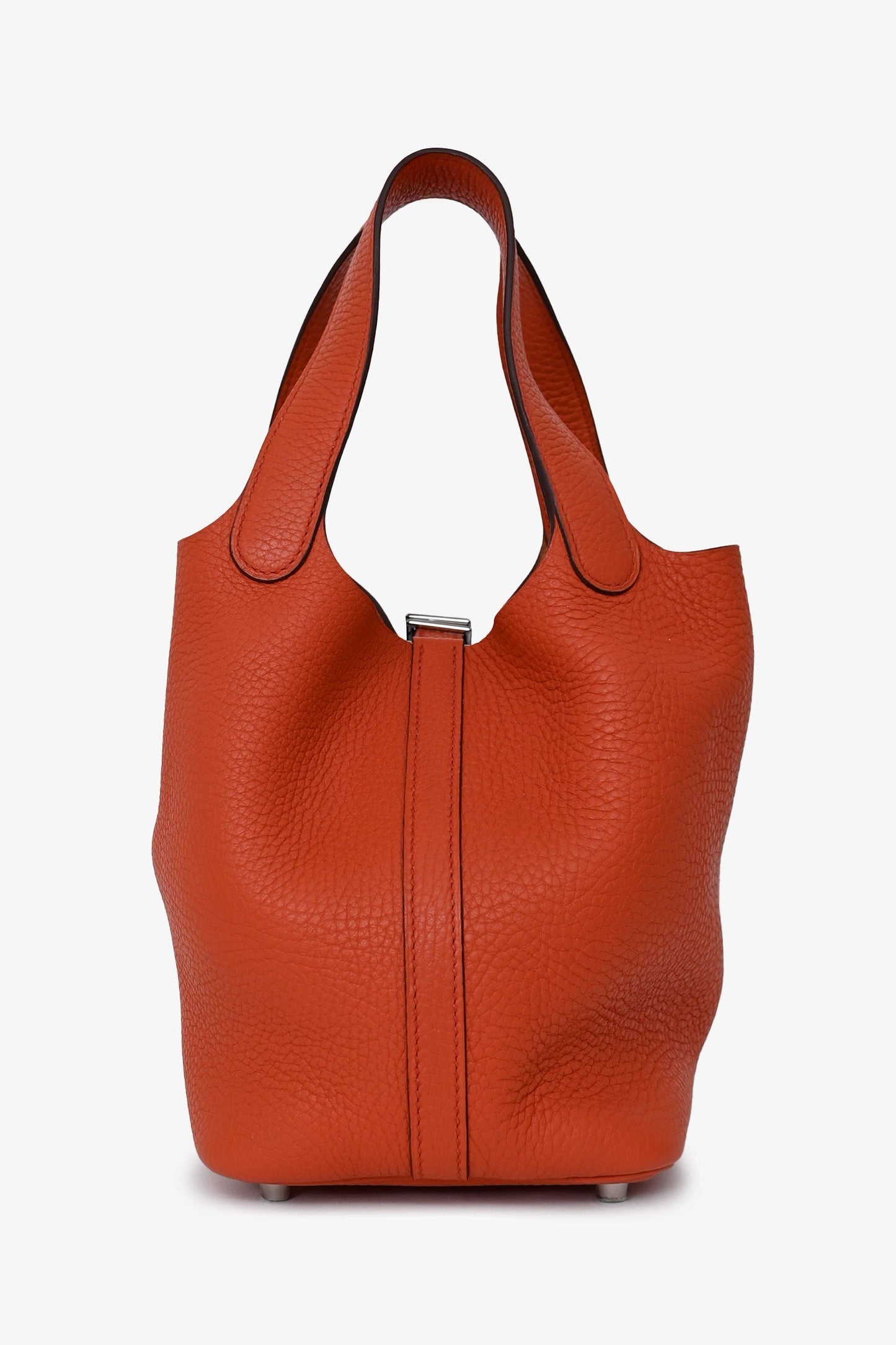 Hermès 2016 Burnt Orange Clemence Leather Picotin 18 Silver Hardware