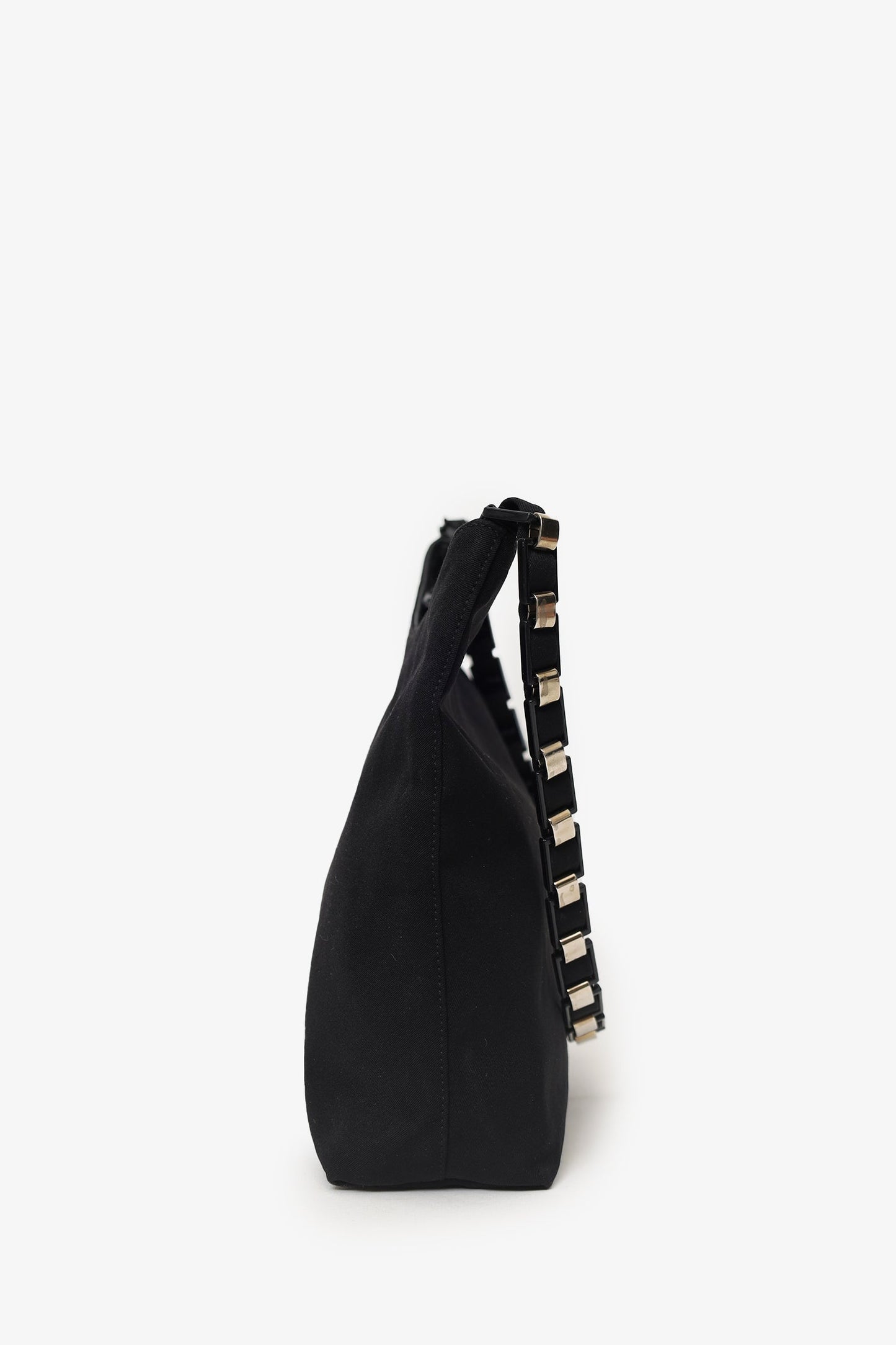 Salvatore Ferragamo Black Canvas Chain Link Shoulder Bag