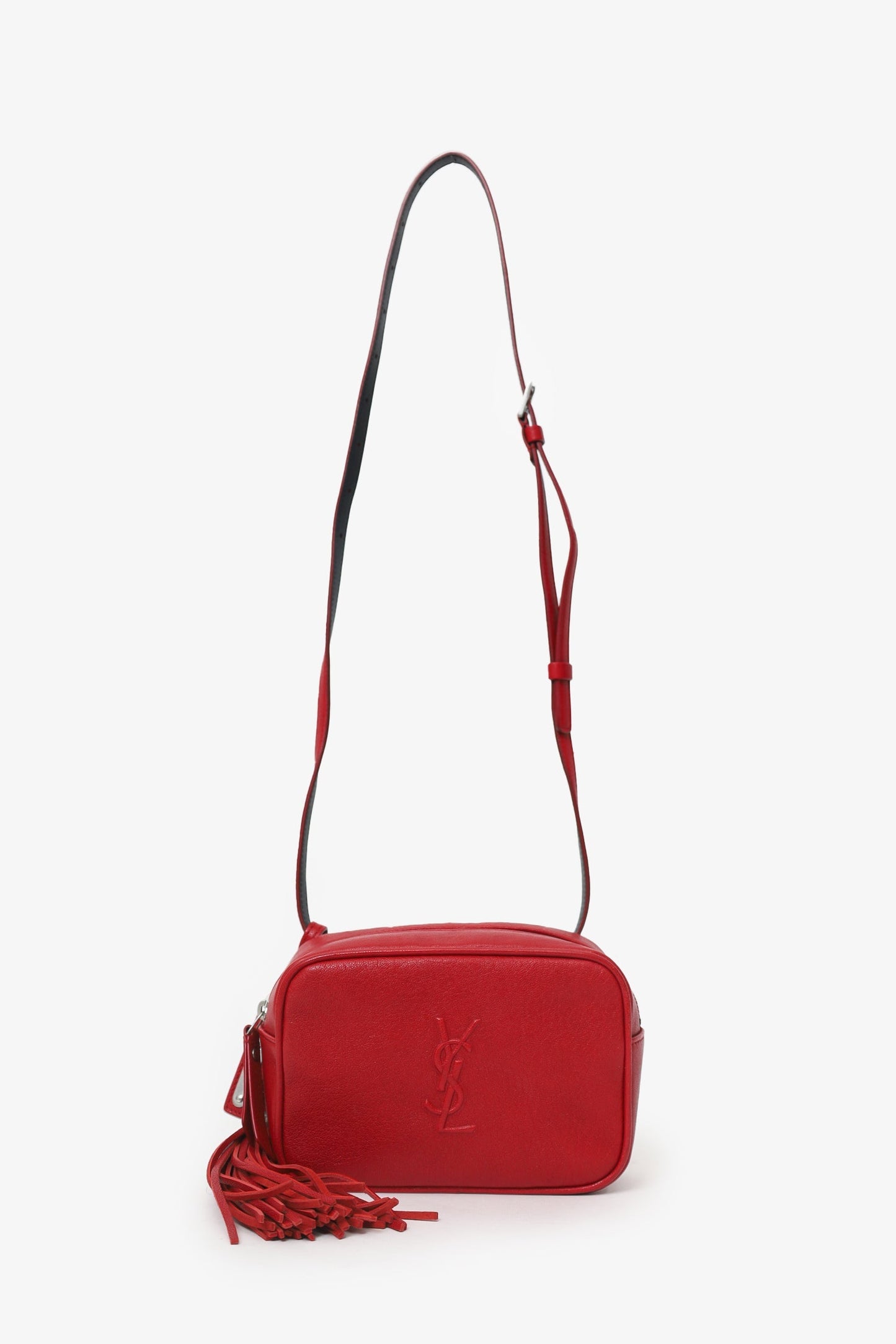 Saint Laurent Red Lambskin Monogram Lou Belt Bag