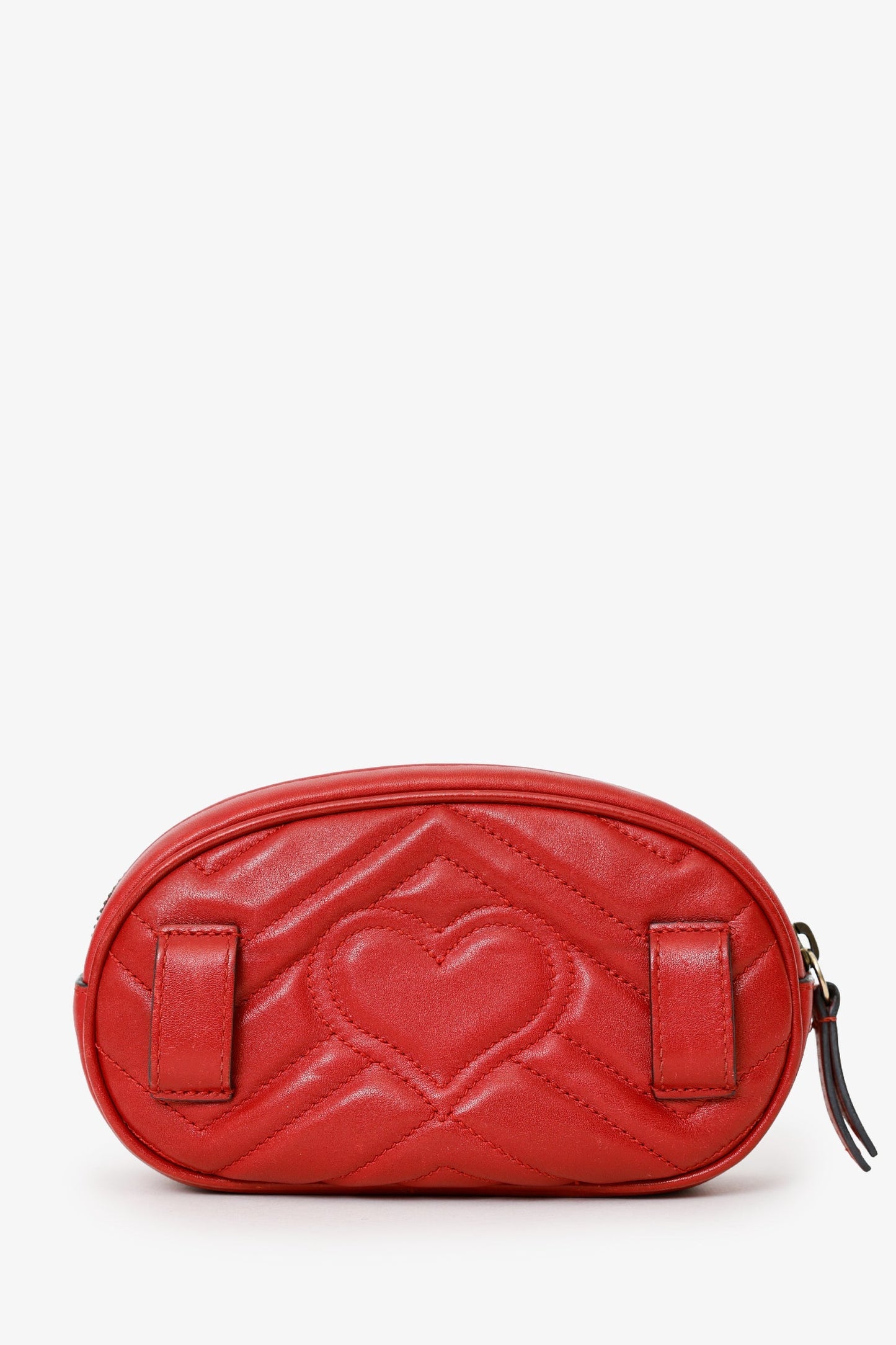 Gucci Red Chevron Leather Marmont Belt Bag