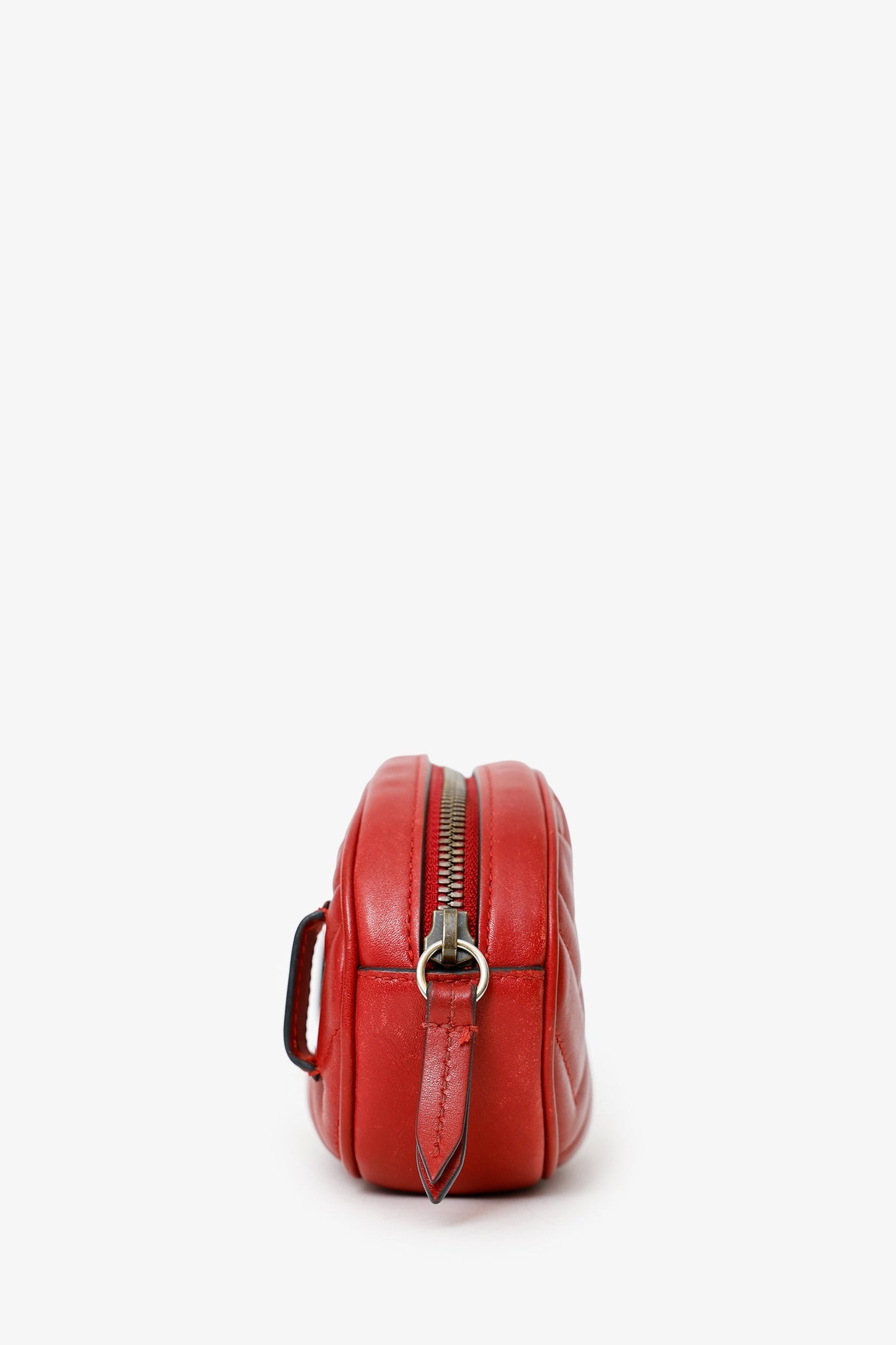 Gucci Red Chevron Leather Marmont Belt Bag