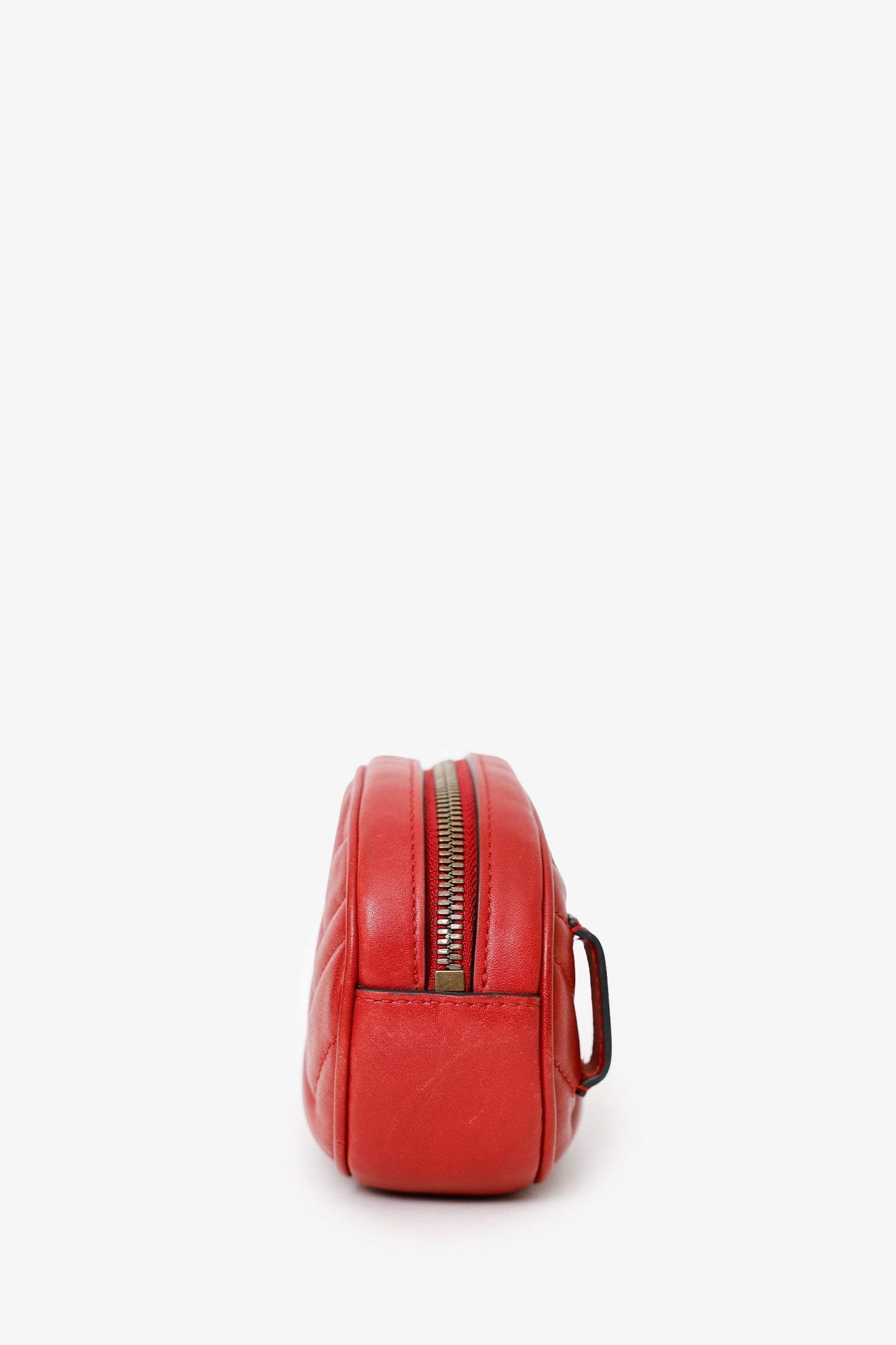 Gucci Red Chevron Leather Marmont Belt Bag