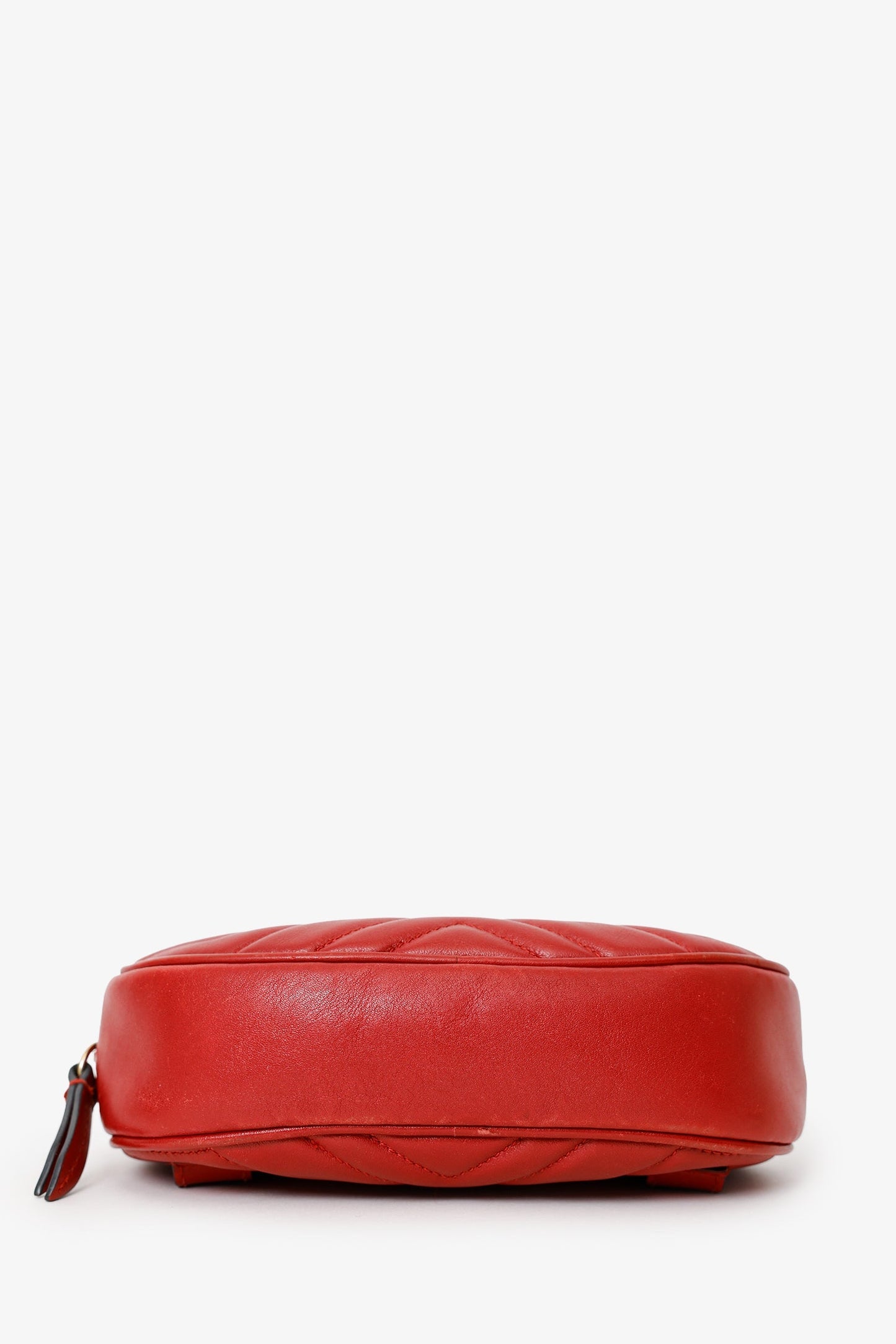 Gucci Red Chevron Leather Marmont Belt Bag