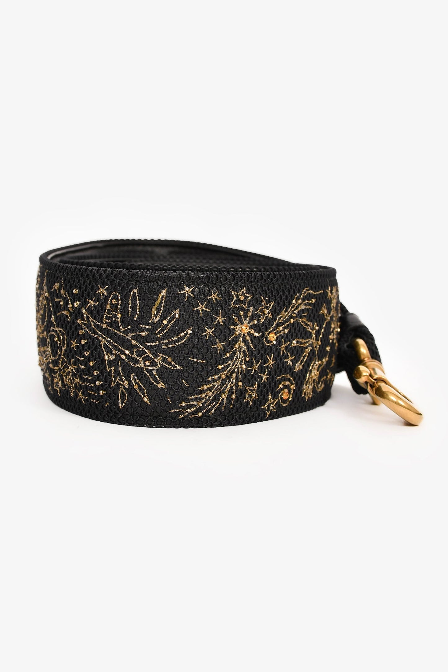 Christian Dior 2017 Black Leather Zodiac Embroidered Medium Lady D-Lite Bag with Strap