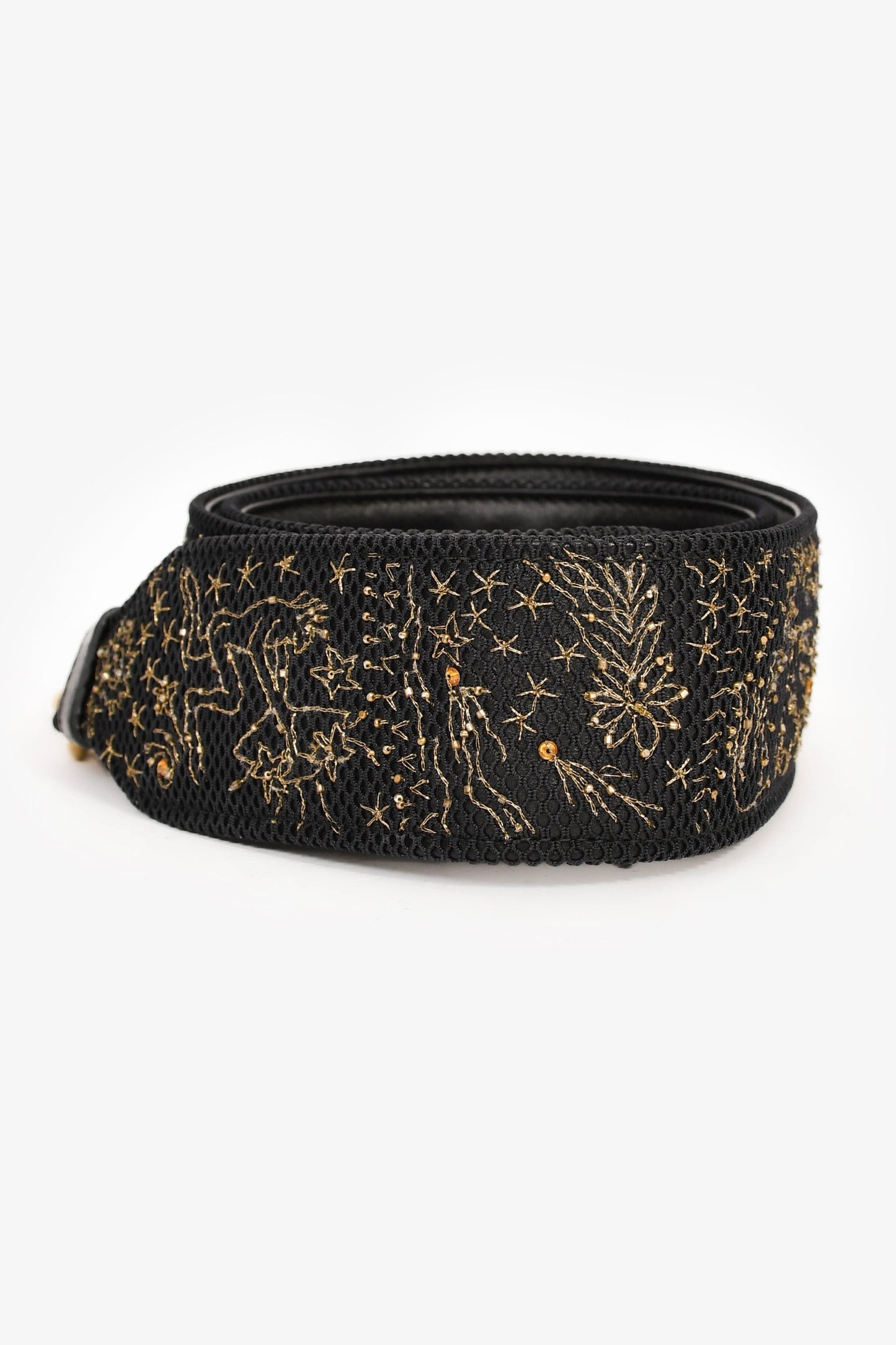 Christian Dior 2017 Black Leather Zodiac Embroidered Medium Lady D-Lite Bag with Strap