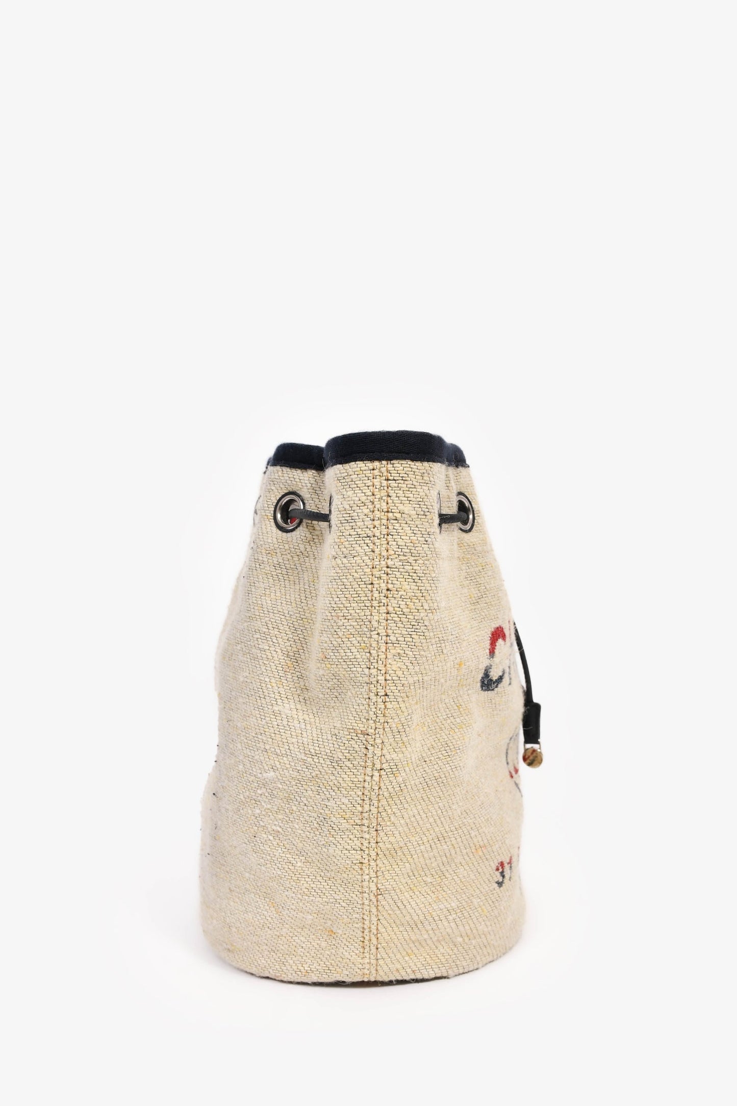 Chanel™ 2018-19 Beige Cloth Deauville Logo Bucket Shoulder Bag