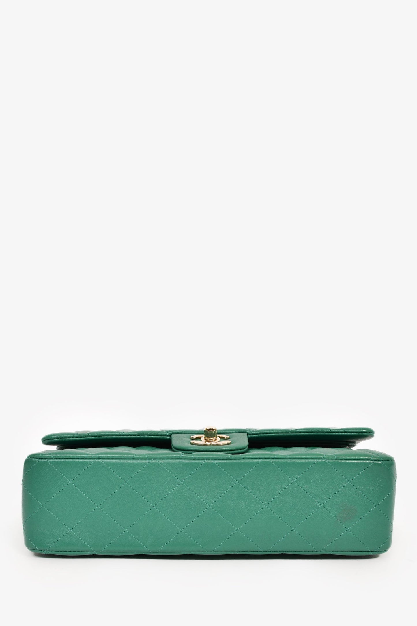 Chanel™ 2022 Dark Green Lambskin Medium Classic Double Flap Shoulder Bag