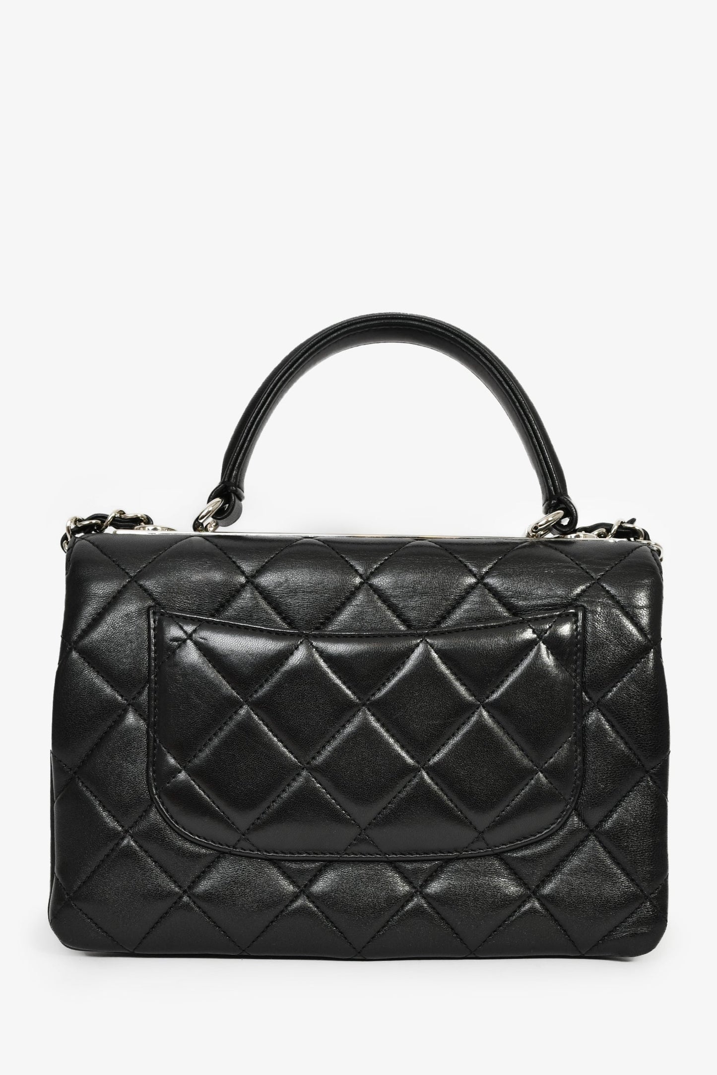Chanel™ 2017 Black Lambskin Leather Trendy Top Handle Bag