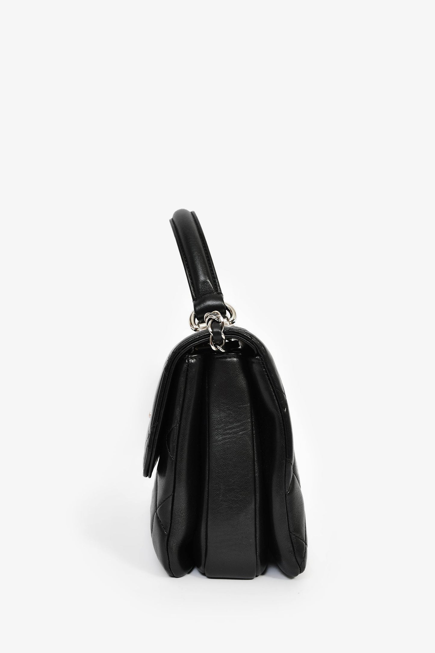 Chanel™ 2017 Black Lambskin Leather Trendy Top Handle Bag