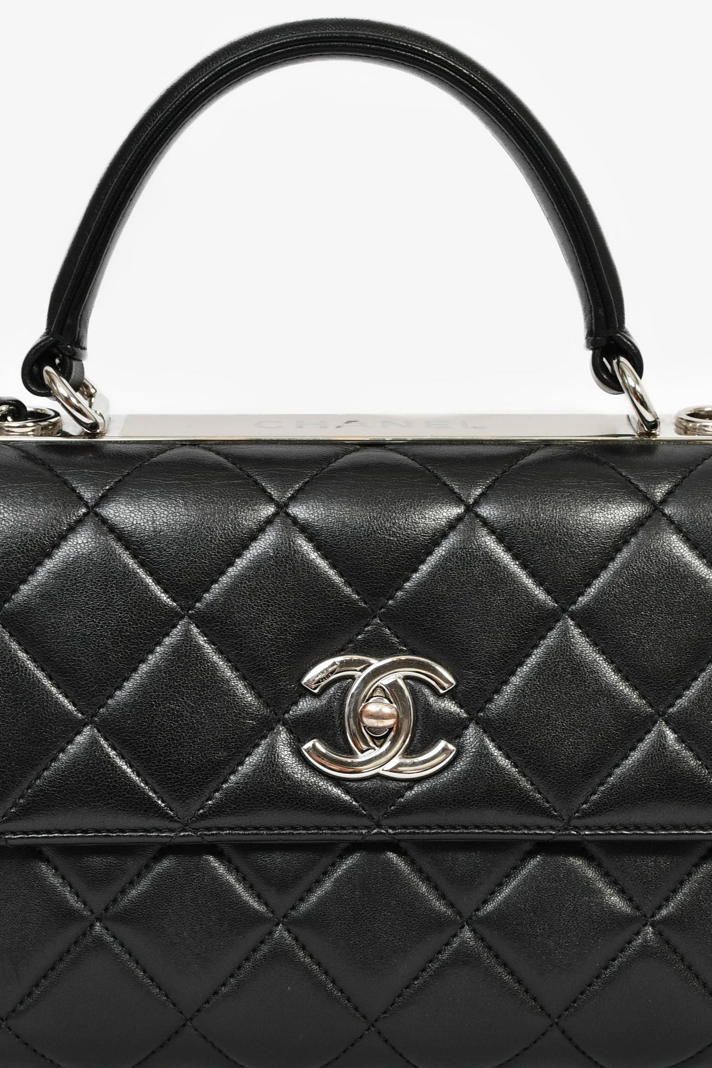 Chanel™ 2017 Black Lambskin Leather Trendy Top Handle Bag