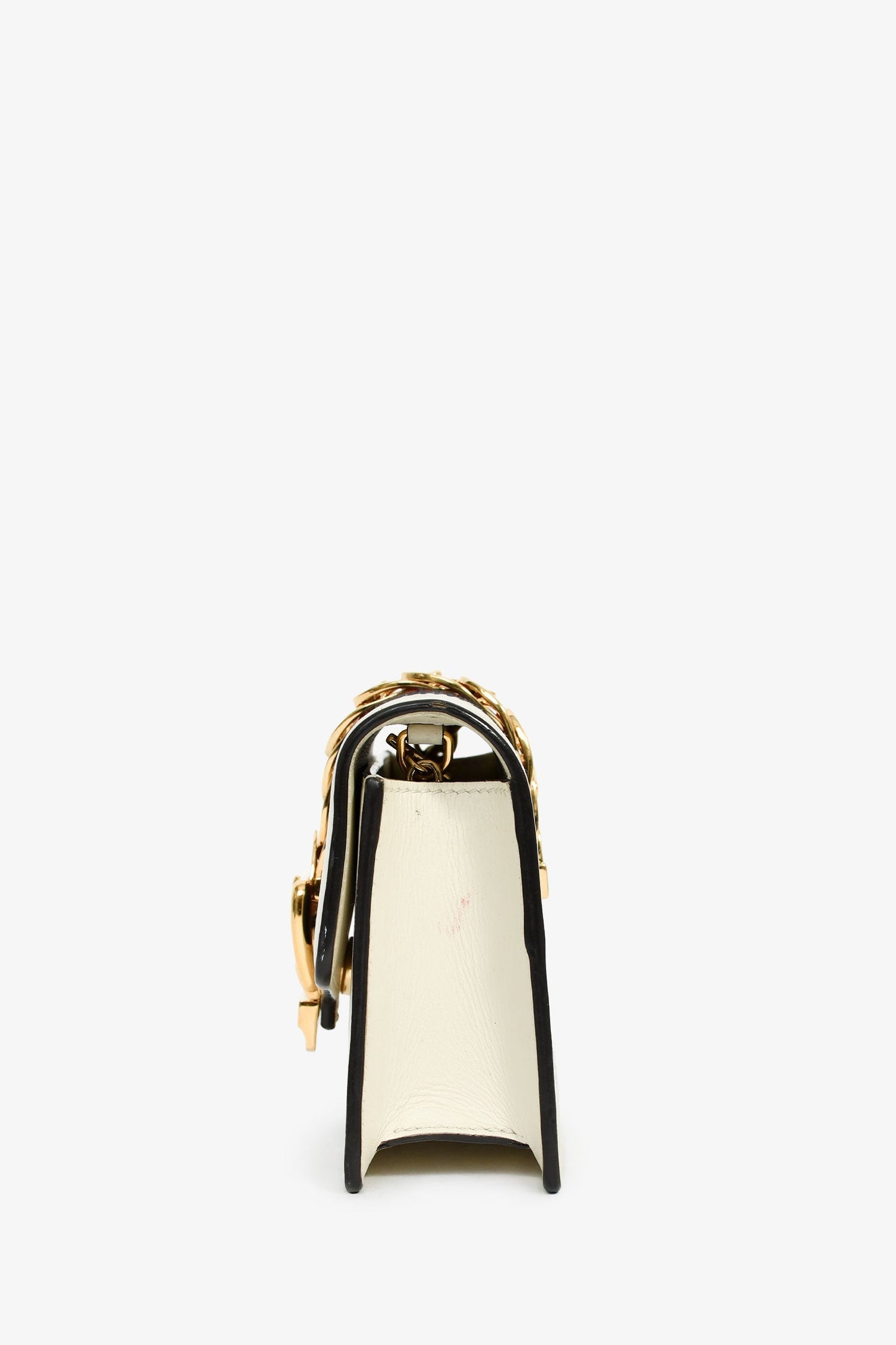 Gucci Cream Leather Web Mini Sylvie Chain Bag