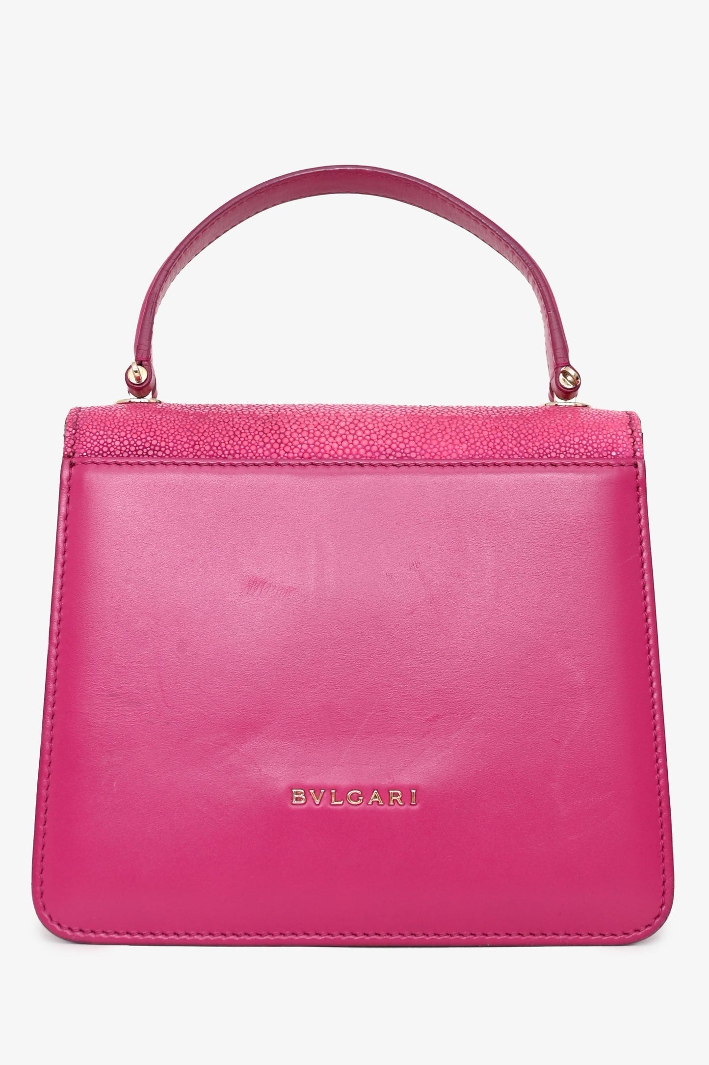 Bvlgari Pink Stingray/Leather Serpenti Forever Top Handle Bag with Strap