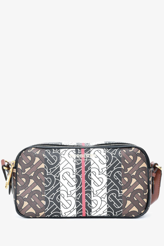 Burberry Brown Leather TB Monogram Camera Crossbody Bag