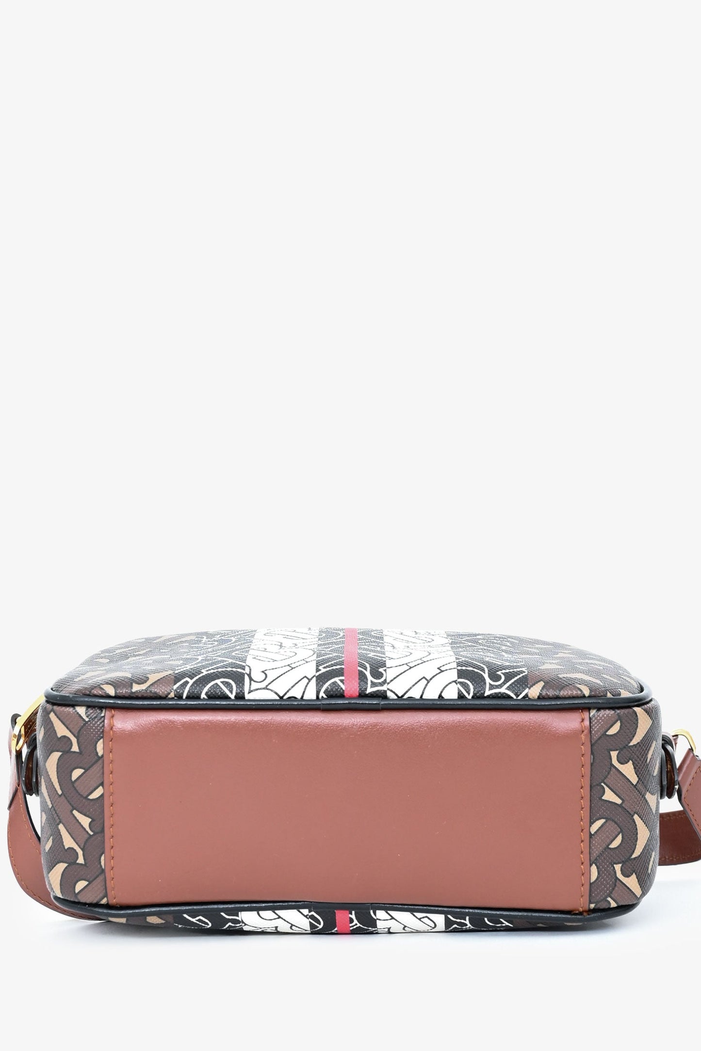 Burberry Brown Leather TB Monogram Camera Crossbody Bag