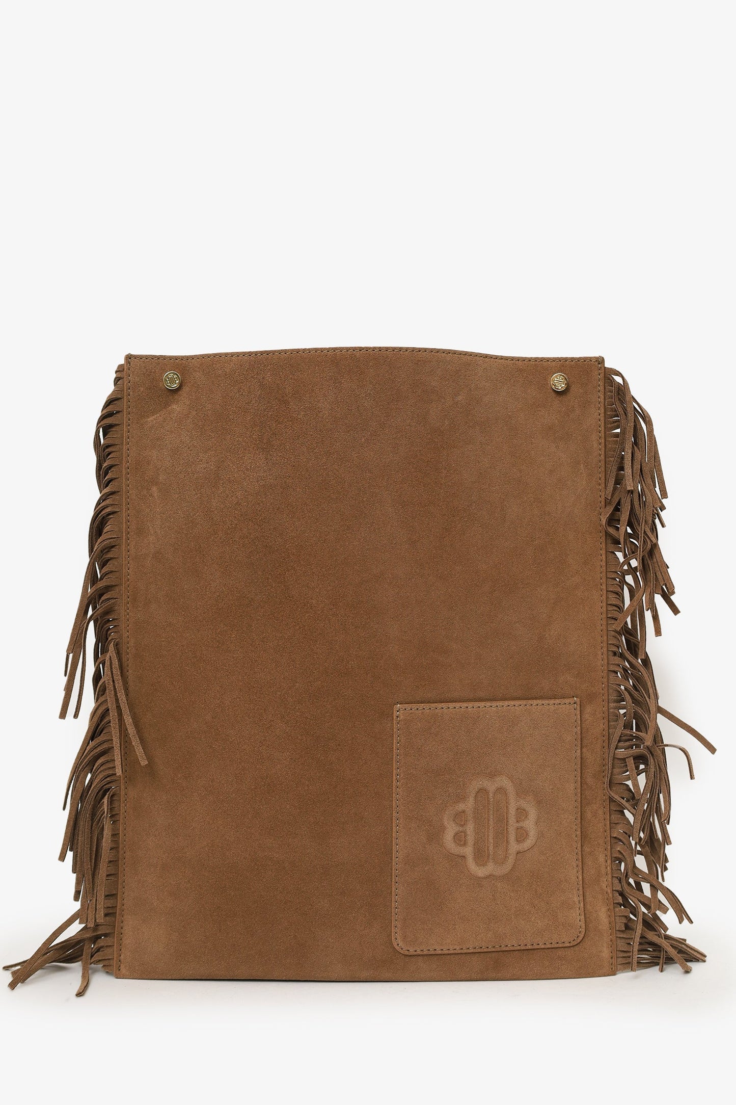 Maje Brown Suede Fringed Shoulder Bag