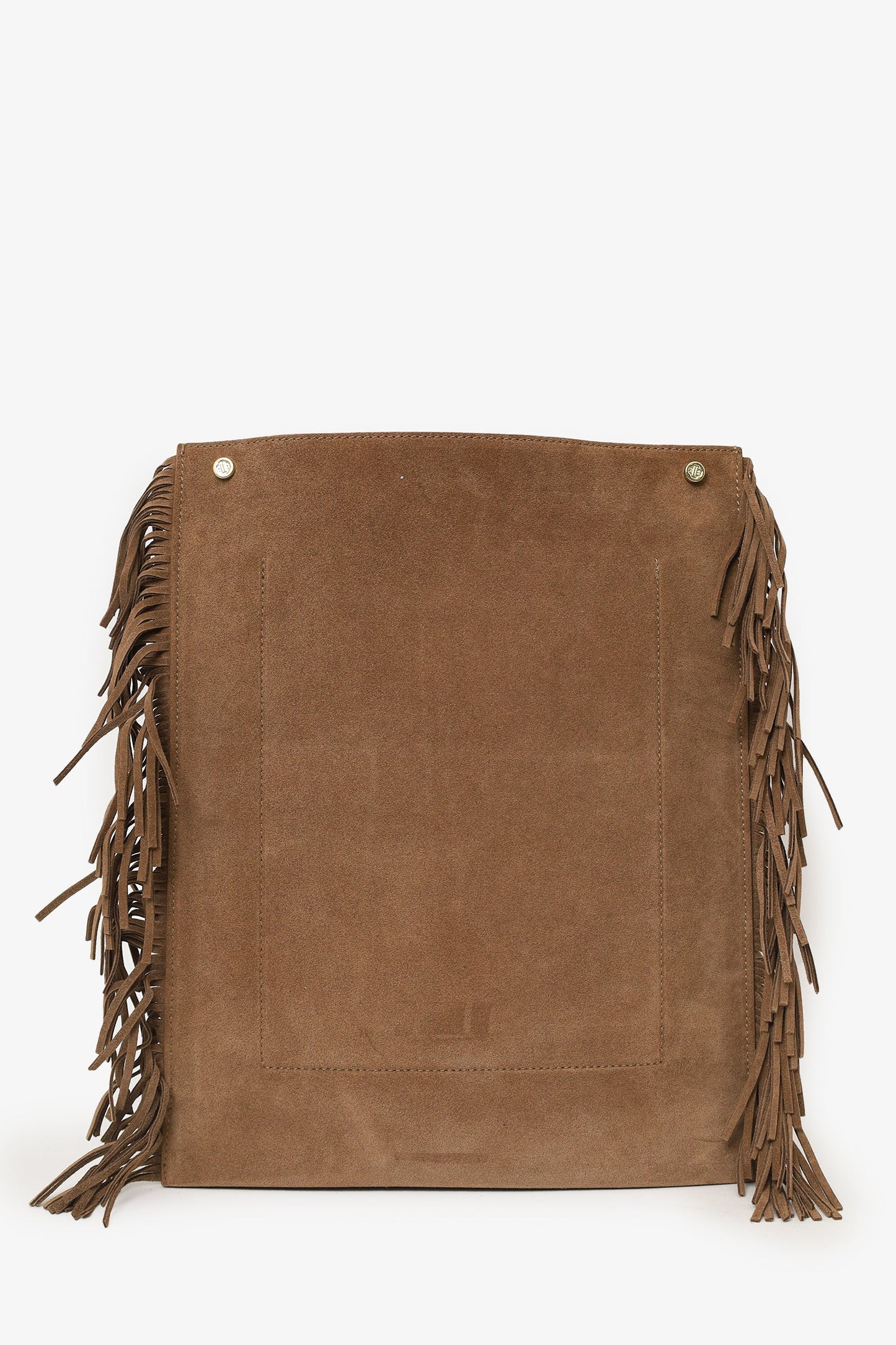Maje Brown Suede Fringed Shoulder Bag