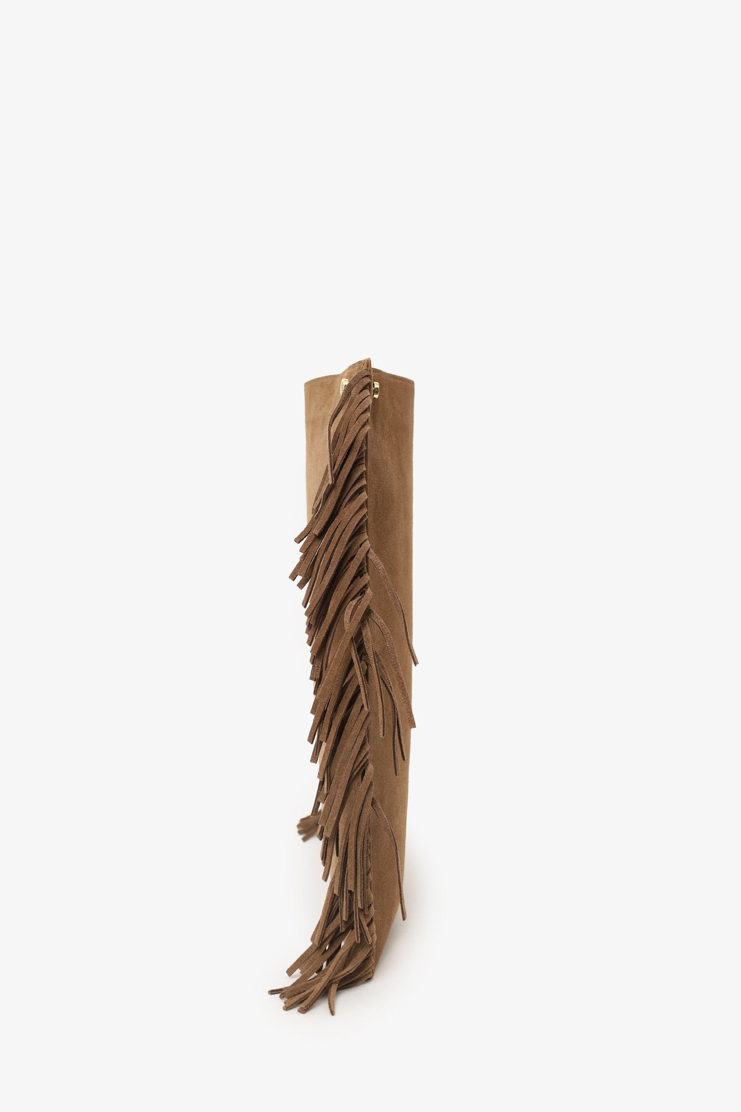 Maje Brown Suede Fringed Shoulder Bag