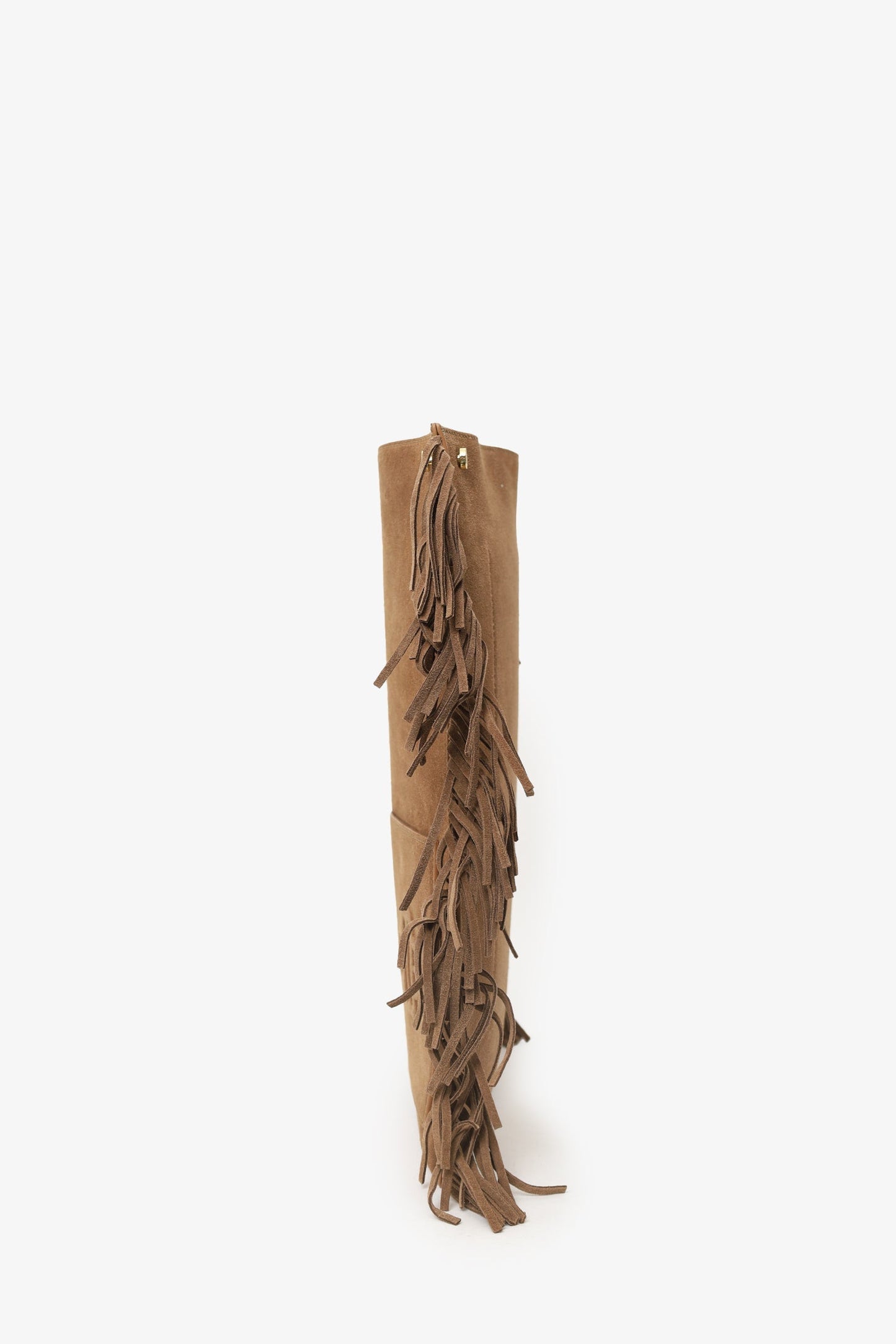 Maje Brown Suede Fringed Shoulder Bag