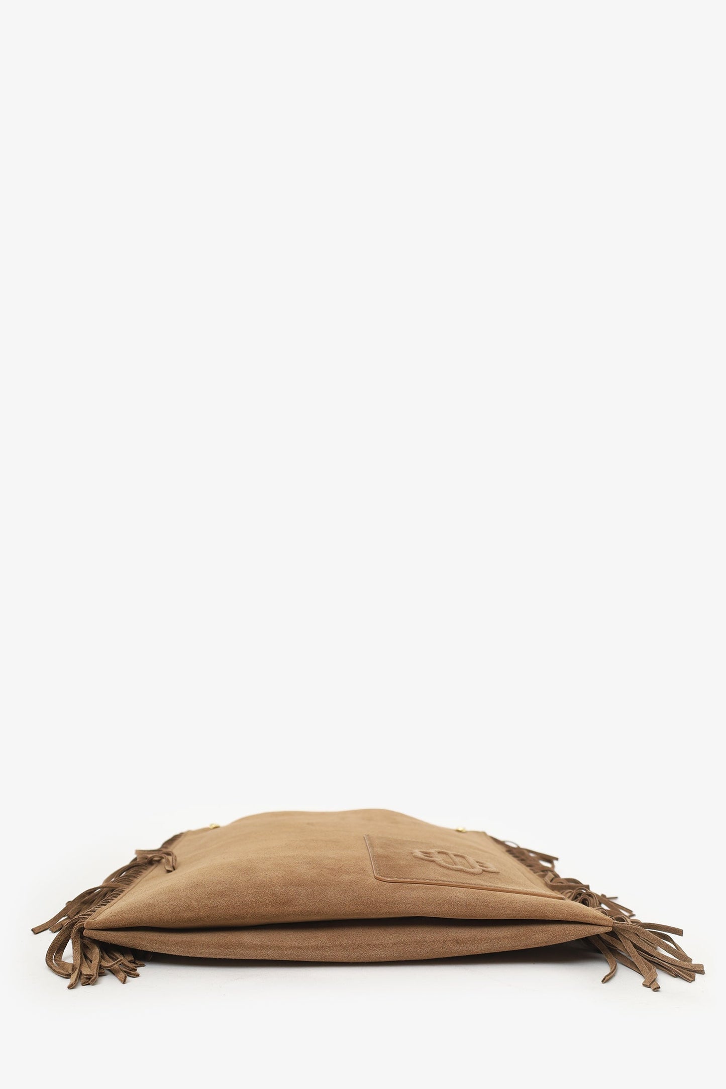 Maje Brown Suede Fringed Shoulder Bag