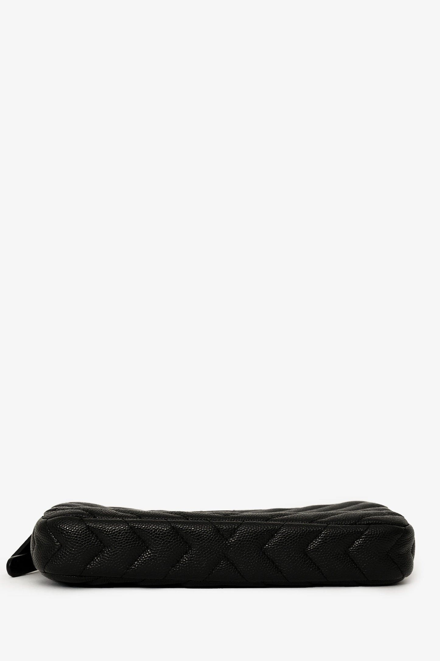 Chanel™ 2017/18 Black Caviar Chevron Double Zip Wallet On Chain