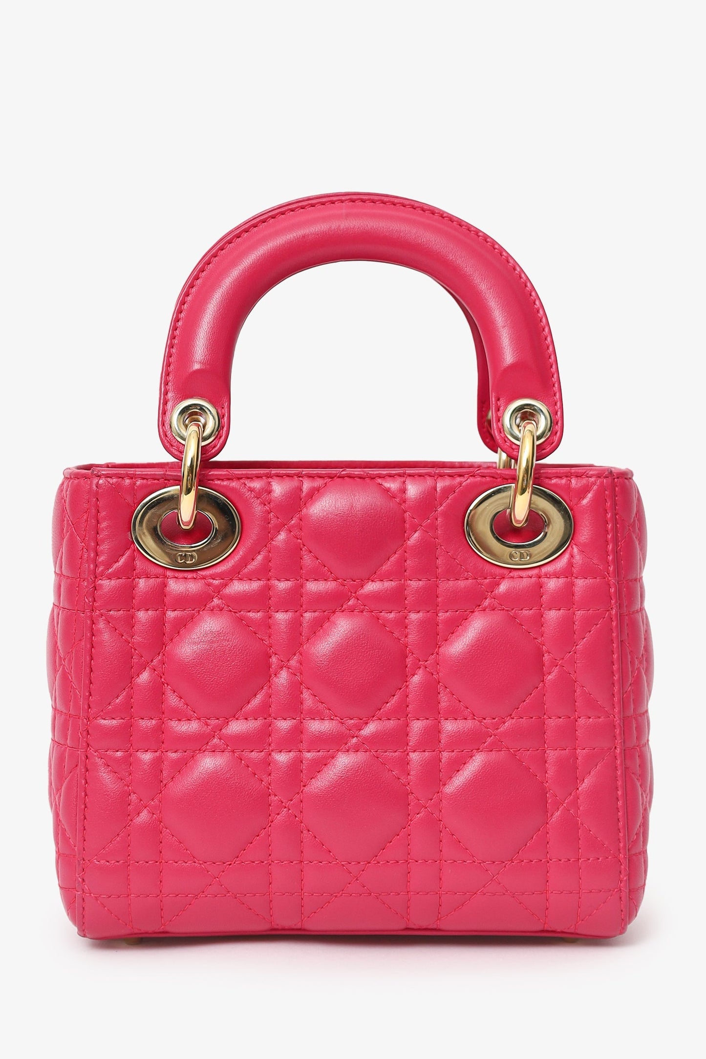 Christian Dior 2016 Pink Cannage Leather Mini Lady Dior With Strap