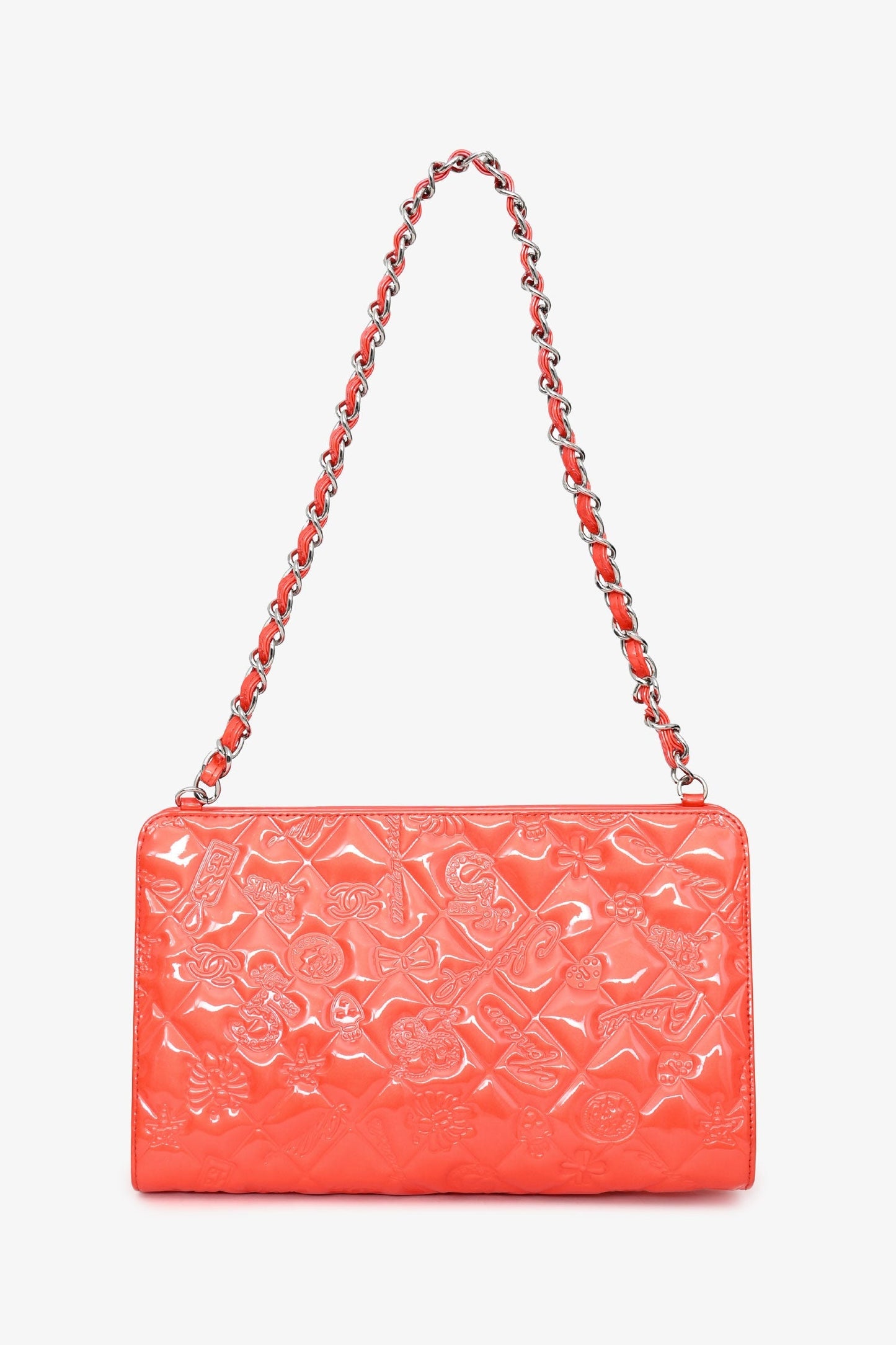 Chanel™ 2006-2008 Orange Patent Lucky Symbols Pochette