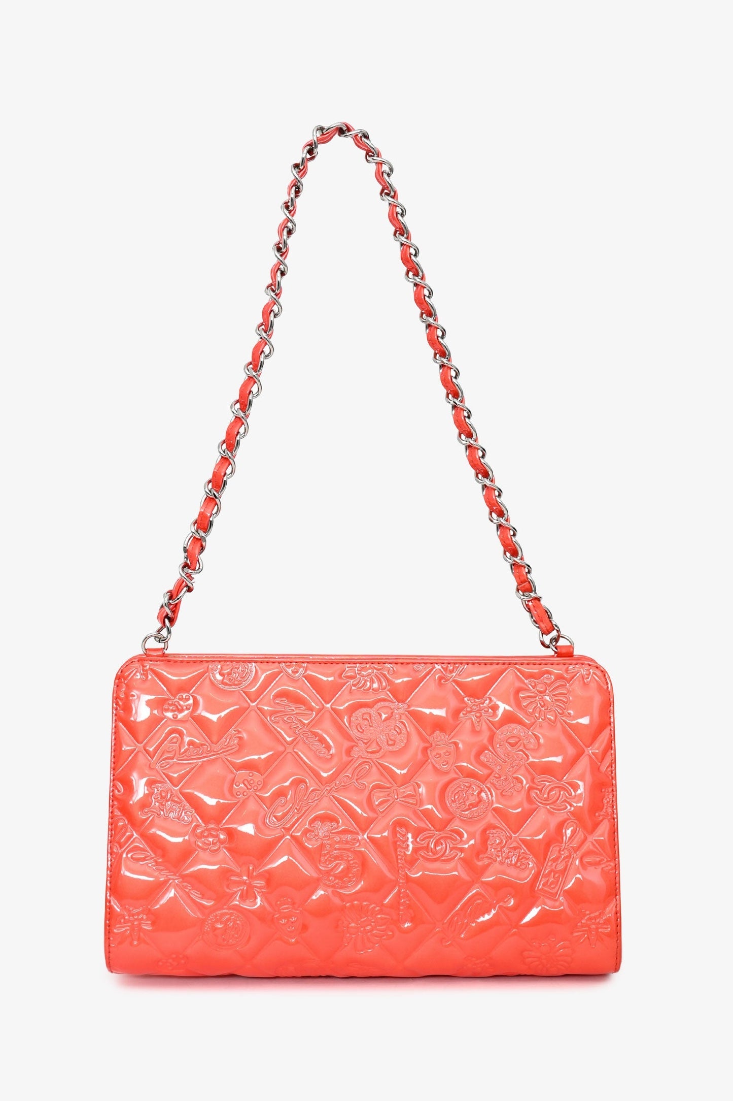 Chanel™ 2006-2008 Orange Patent Lucky Symbols Pochette