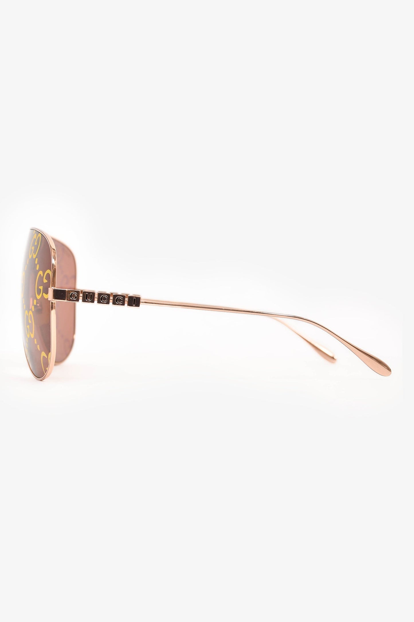 Gucci Rose Gold Monogram Tint Aviator Sunglasses