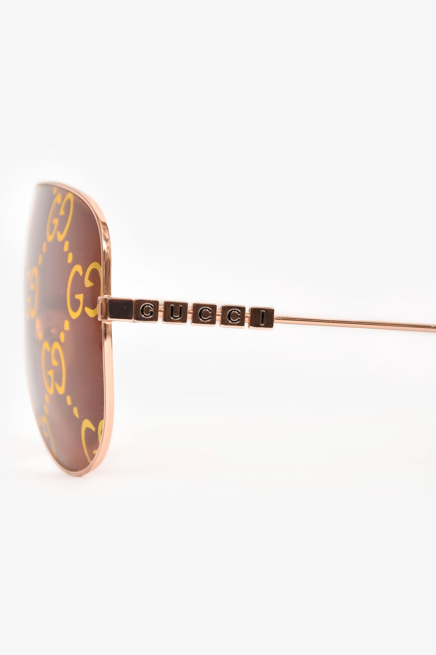 Gucci Rose Gold Monogram Tint Aviator Sunglasses