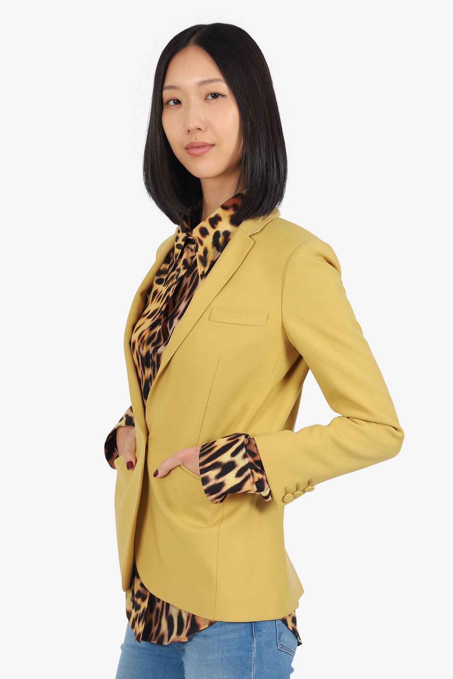Gucci Yellow Wool Single Breasted Blazer Size 40