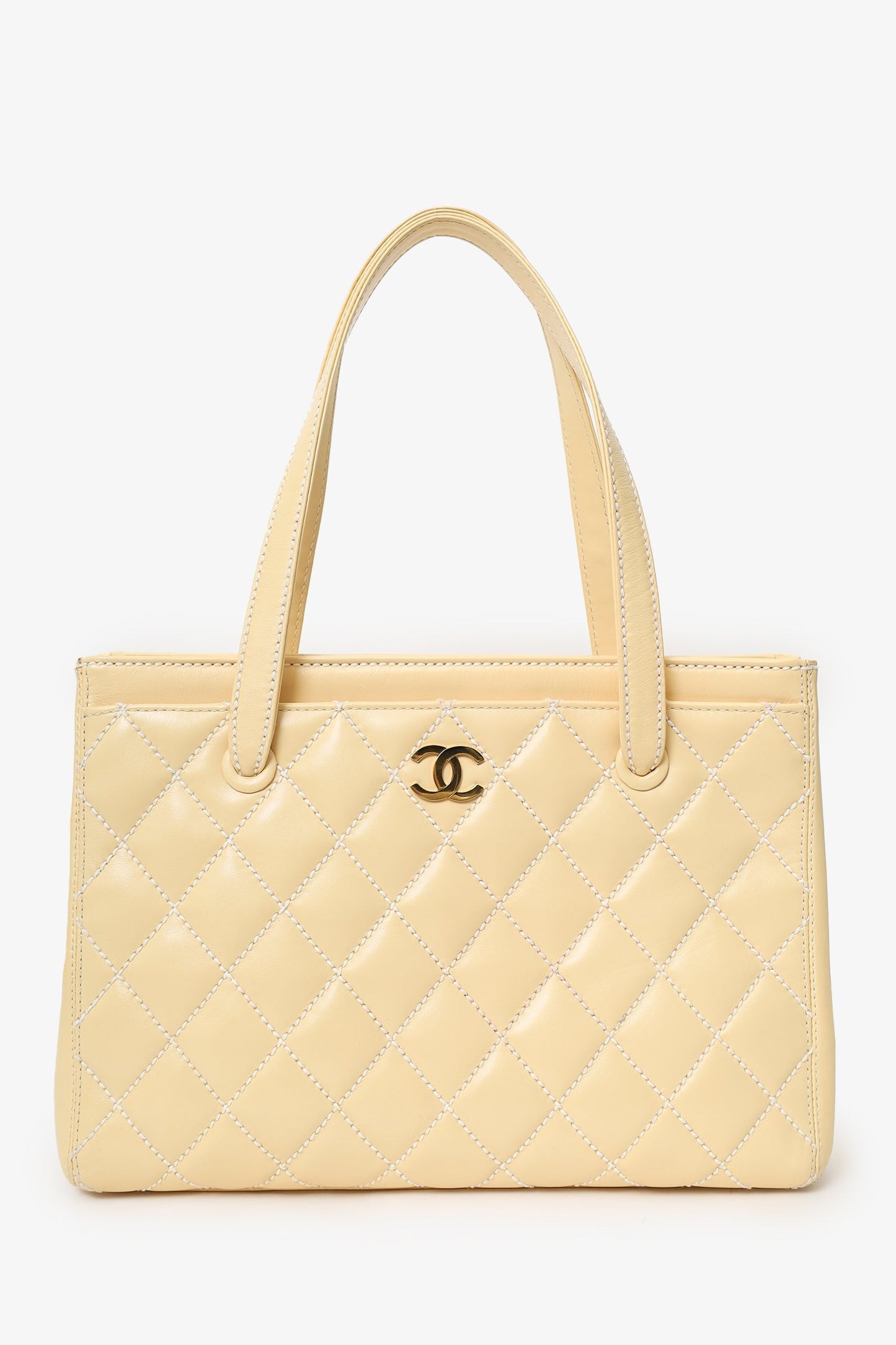 Chanel™ 2004-05 Beige Leather Wild Stitch Surpique Tote Bag