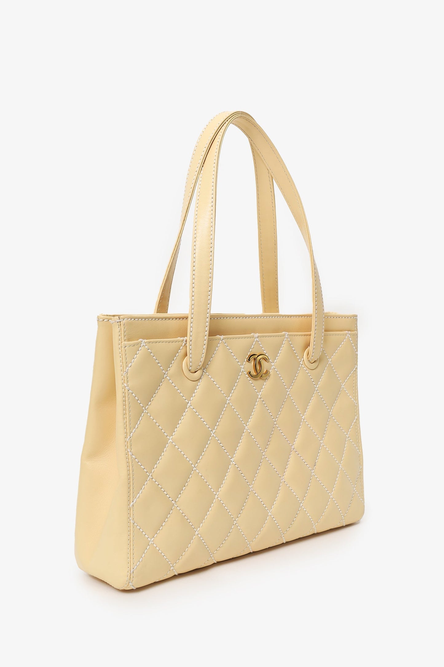 Chanel™ 2004-05 Beige Leather Wild Stitch Surpique Tote Bag