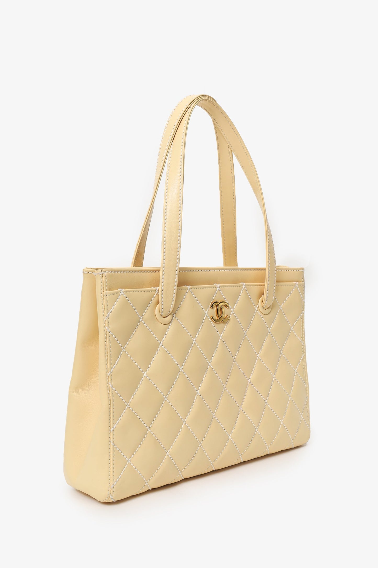 Chanel™ 2004-05 Beige Leather Wild Stitch Surpique Tote Bag