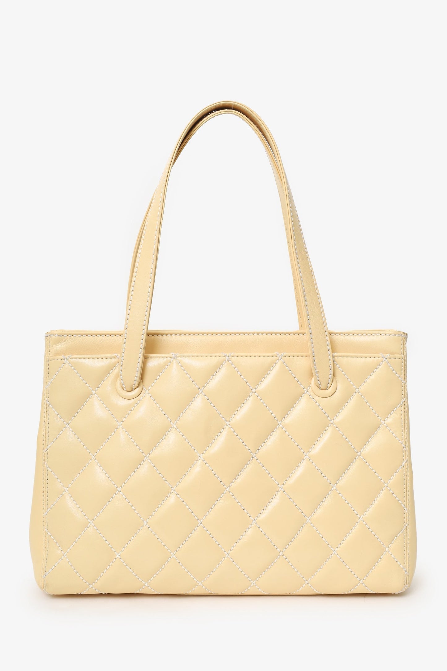 Chanel™ 2004-05 Beige Leather Wild Stitch Surpique Tote Bag