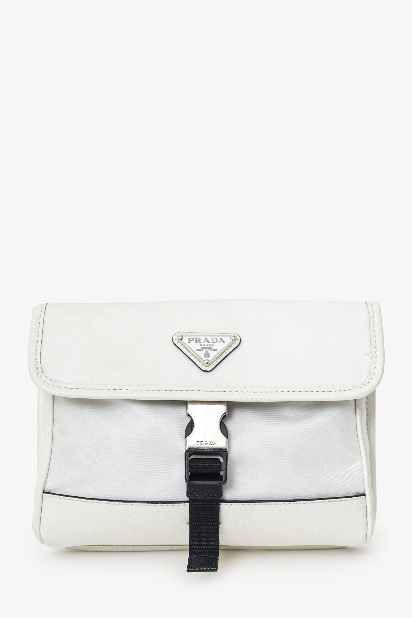 Prada White Re-Nylon/Saffiano Leather Smartphone Crossbody Bag