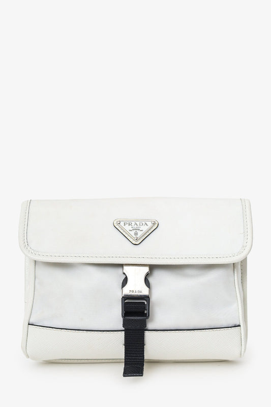 Prada White Re-Nylon/Saffiano Leather Smartphone Crossbody Bag