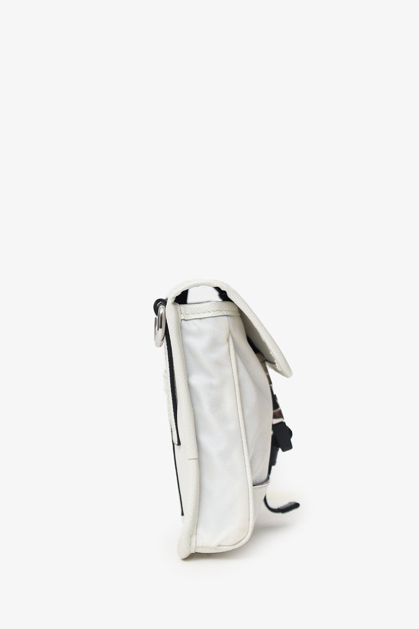Prada White Re-Nylon/Saffiano Leather Smartphone Crossbody Bag