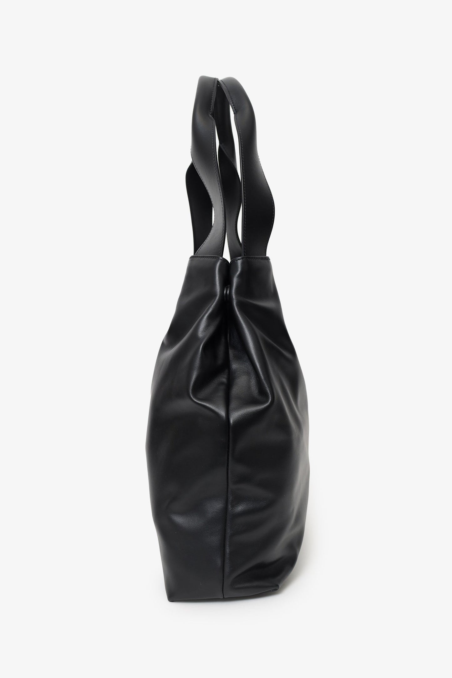 Miu Miu Black Leather Embossed-Logo Tote Bag