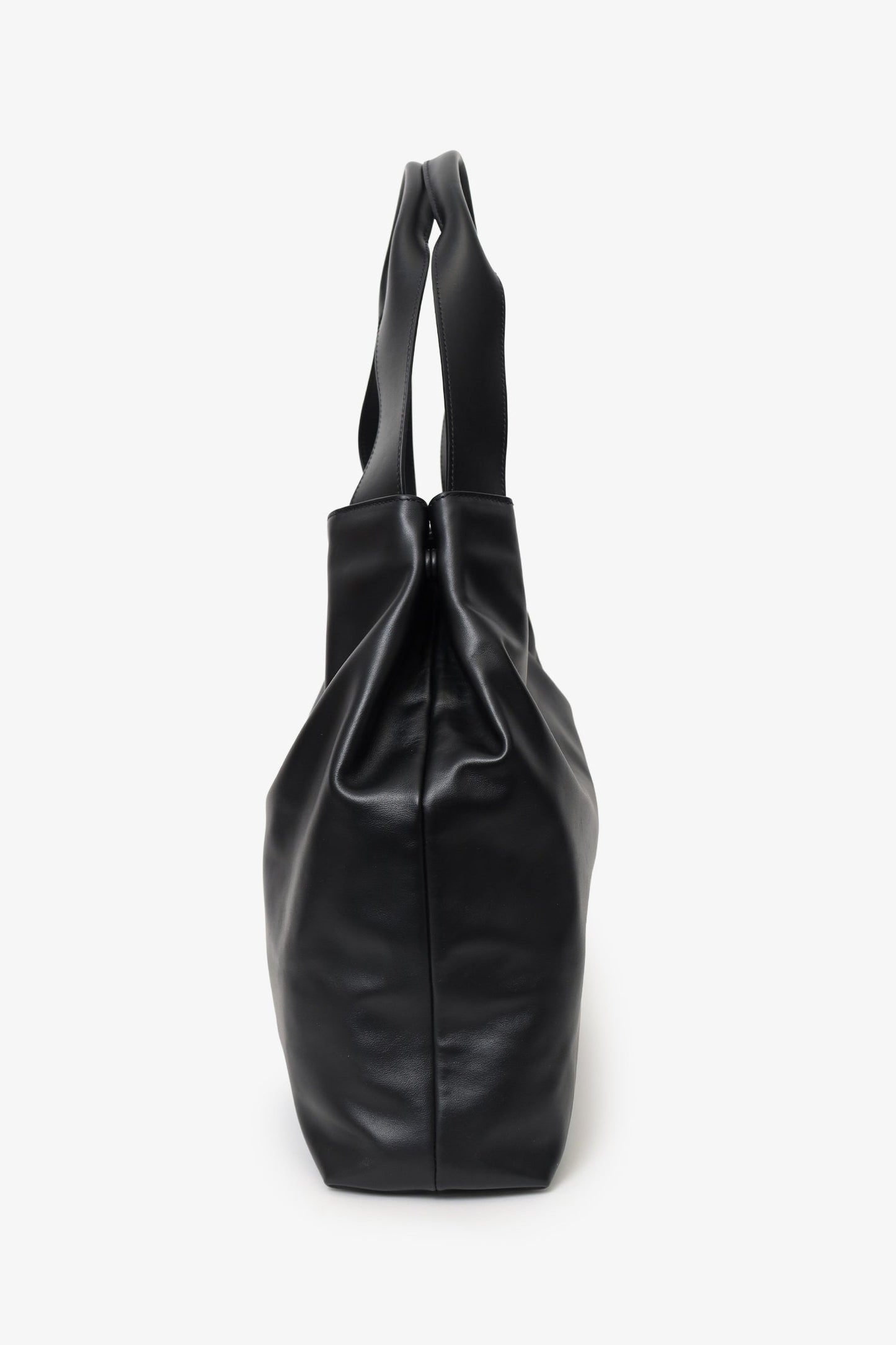 Miu Miu Black Leather Embossed-Logo Tote Bag