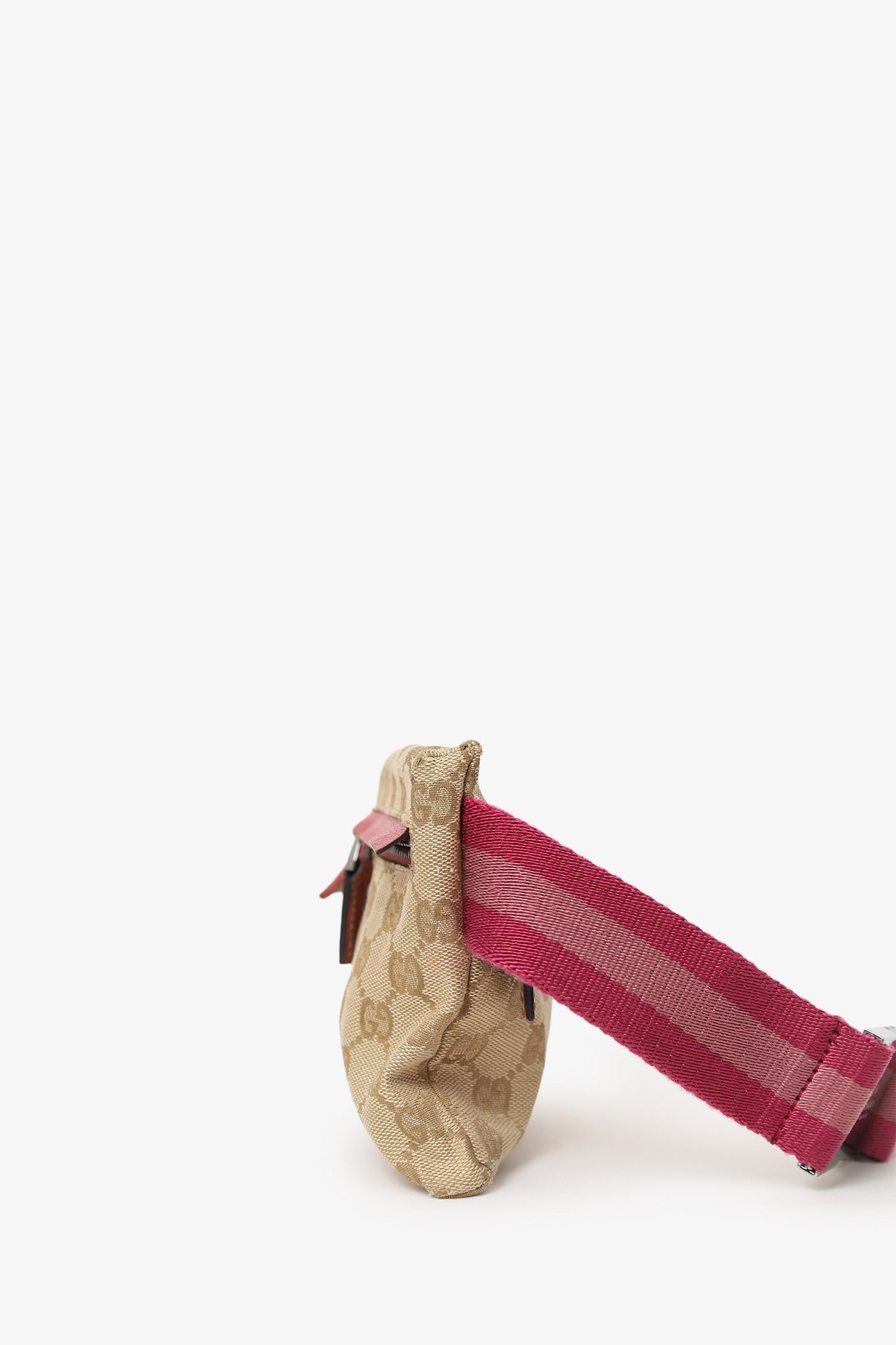 Gucci Brown/Pink GG Supreme Cavas Double Pocket Belt Bag