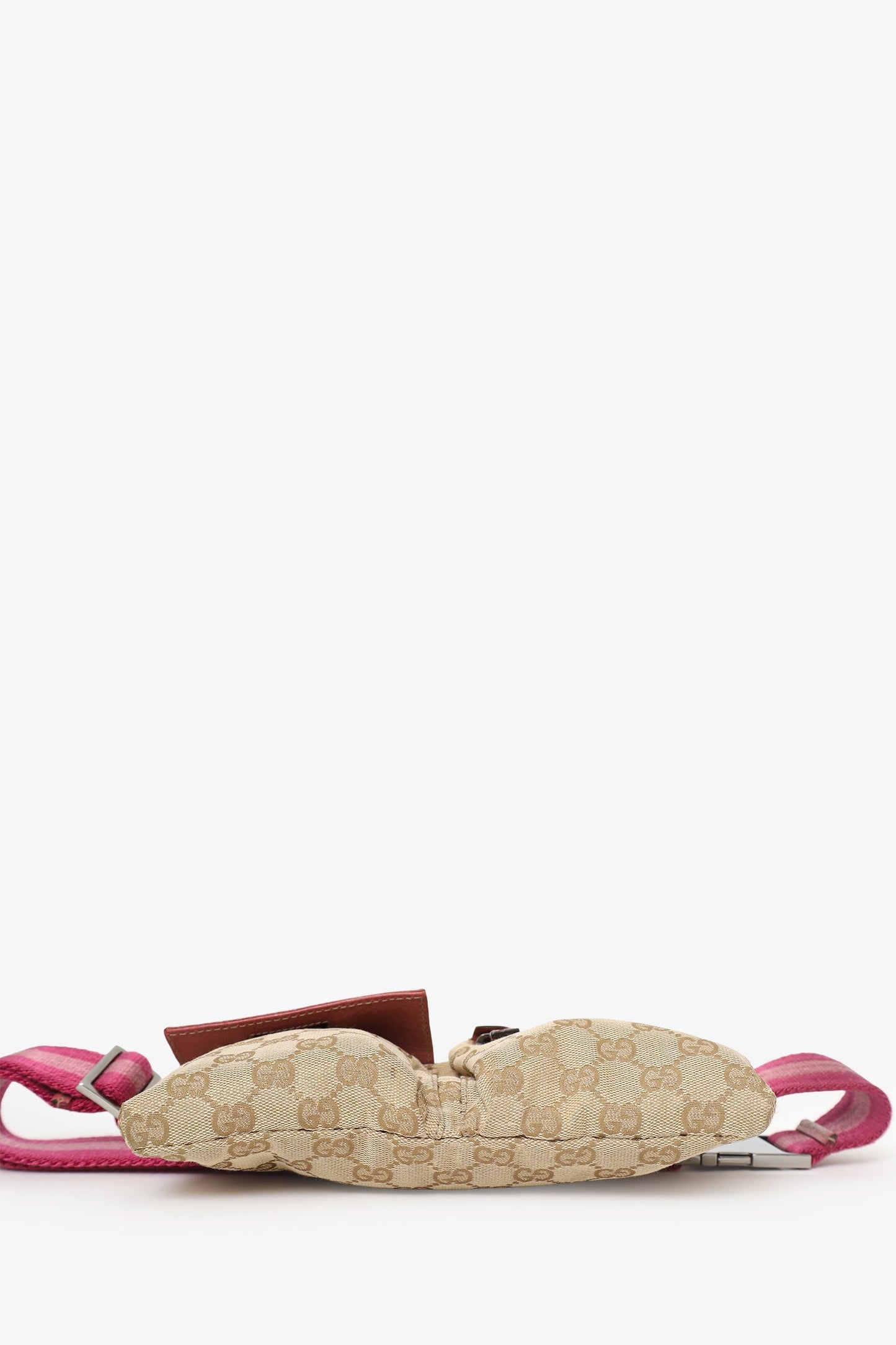 Gucci Brown/Pink GG Supreme Cavas Double Pocket Belt Bag