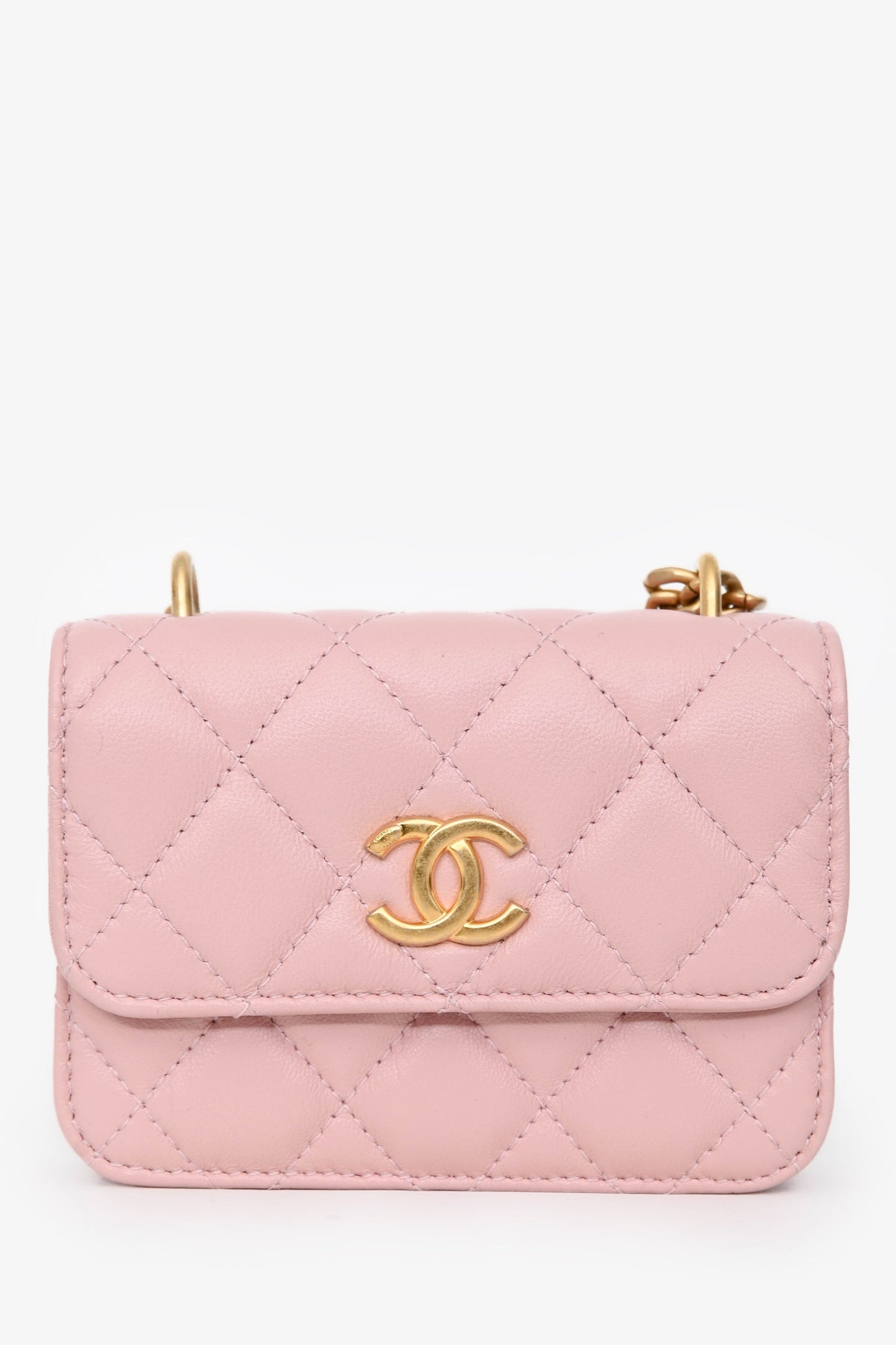 Chanel™ 2022+ Pink Leather Mini Classic Clutch Crossbody Bag