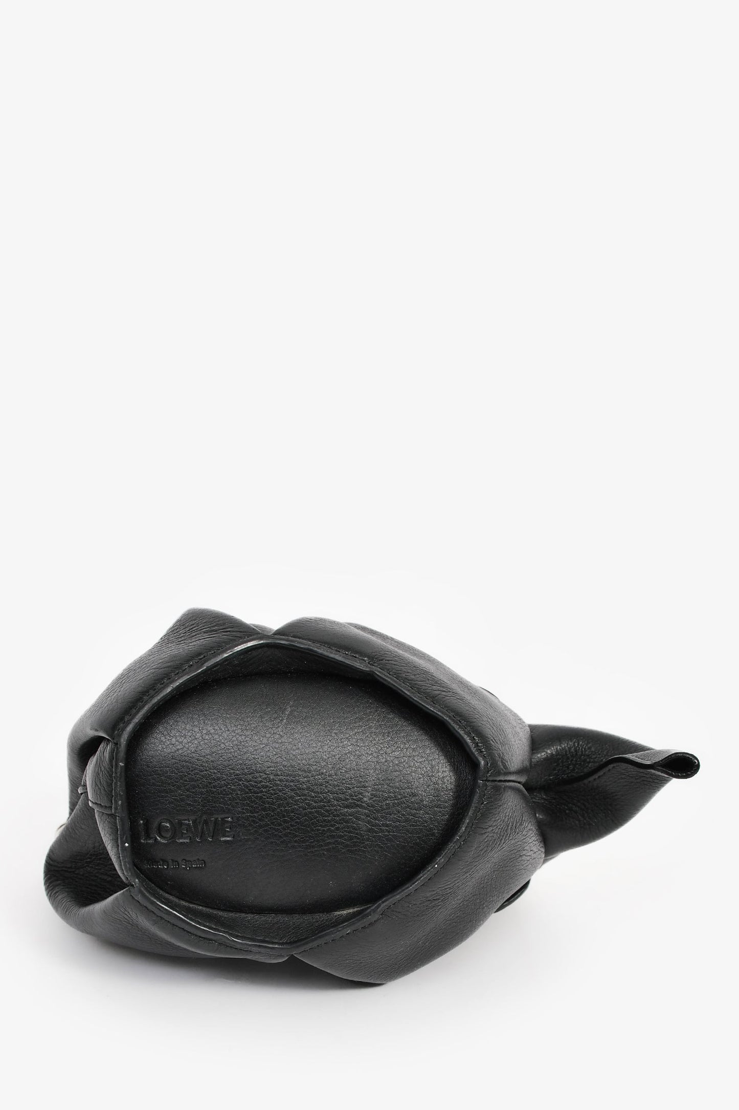 Loewe Black Leather Elephant Bag with Strap