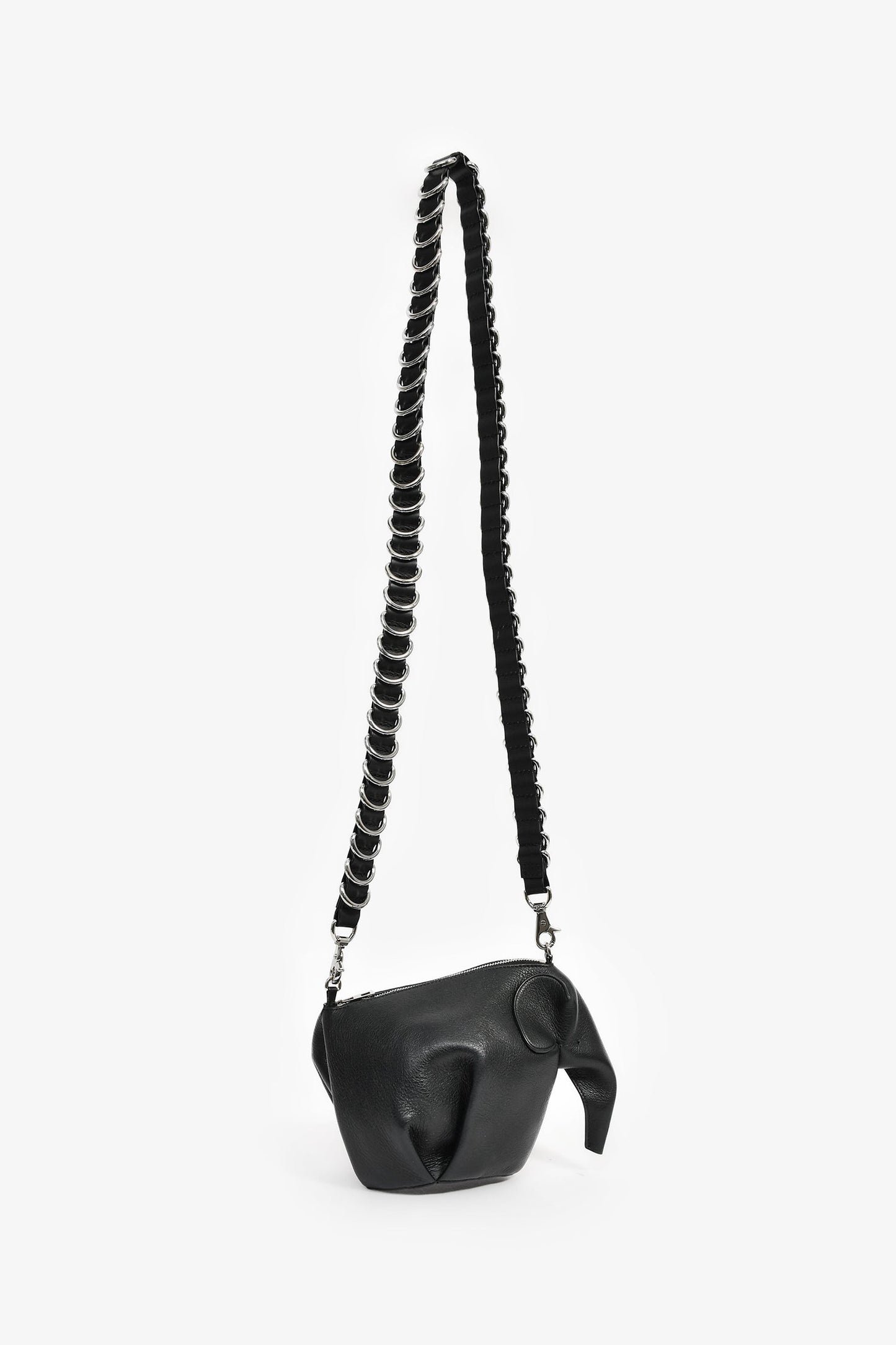 Loewe Black Leather Elephant Bag with Strap