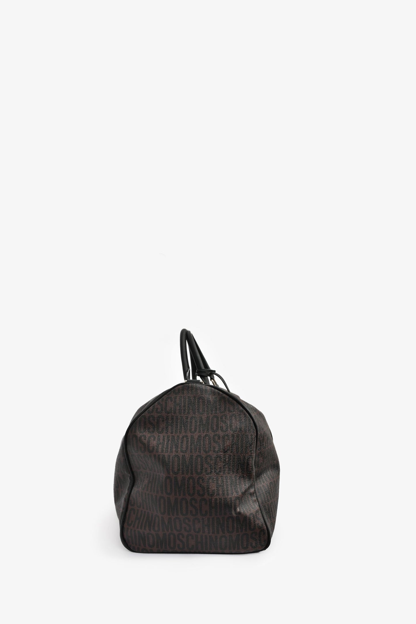 Moschino Brown Canvas Logo Duffle Bag (As Is)