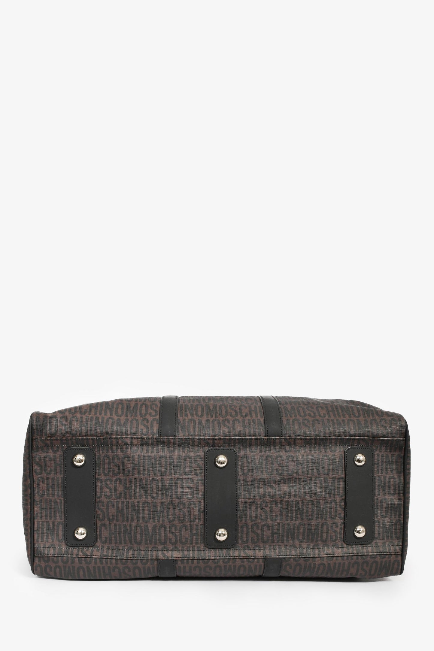 Moschino Brown Canvas Logo Duffle Bag (As Is)