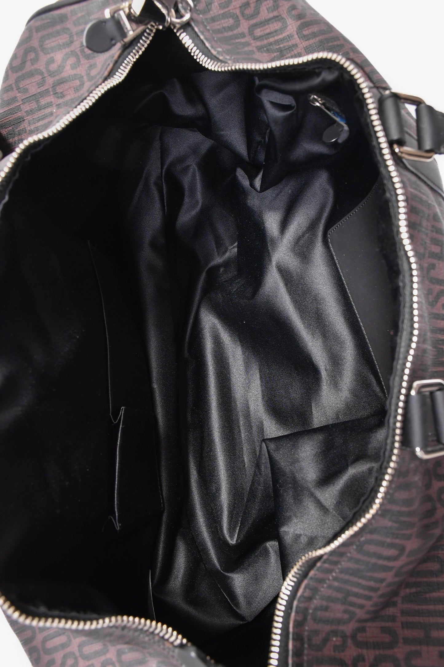 Moschino Brown Canvas Logo Duffle Bag (As Is)